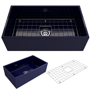 Alternate Image for BOCCHI Contempo 33" Fireclay Farmhouse Apron Single Bowl Kitchen Sink, Sapphire Blue, 1352-010-0120