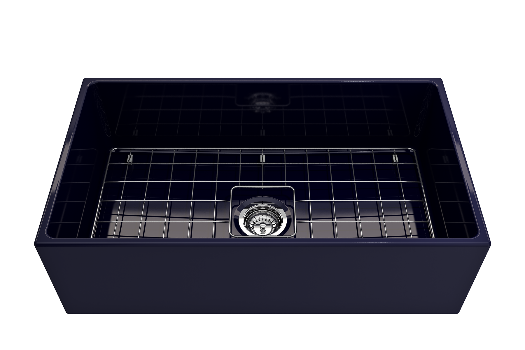 BOCCHI Contempo 33" Fireclay Farmhouse Apron Single Bowl Kitchen Sink, Sapphire Blue, 1352-010-0120
