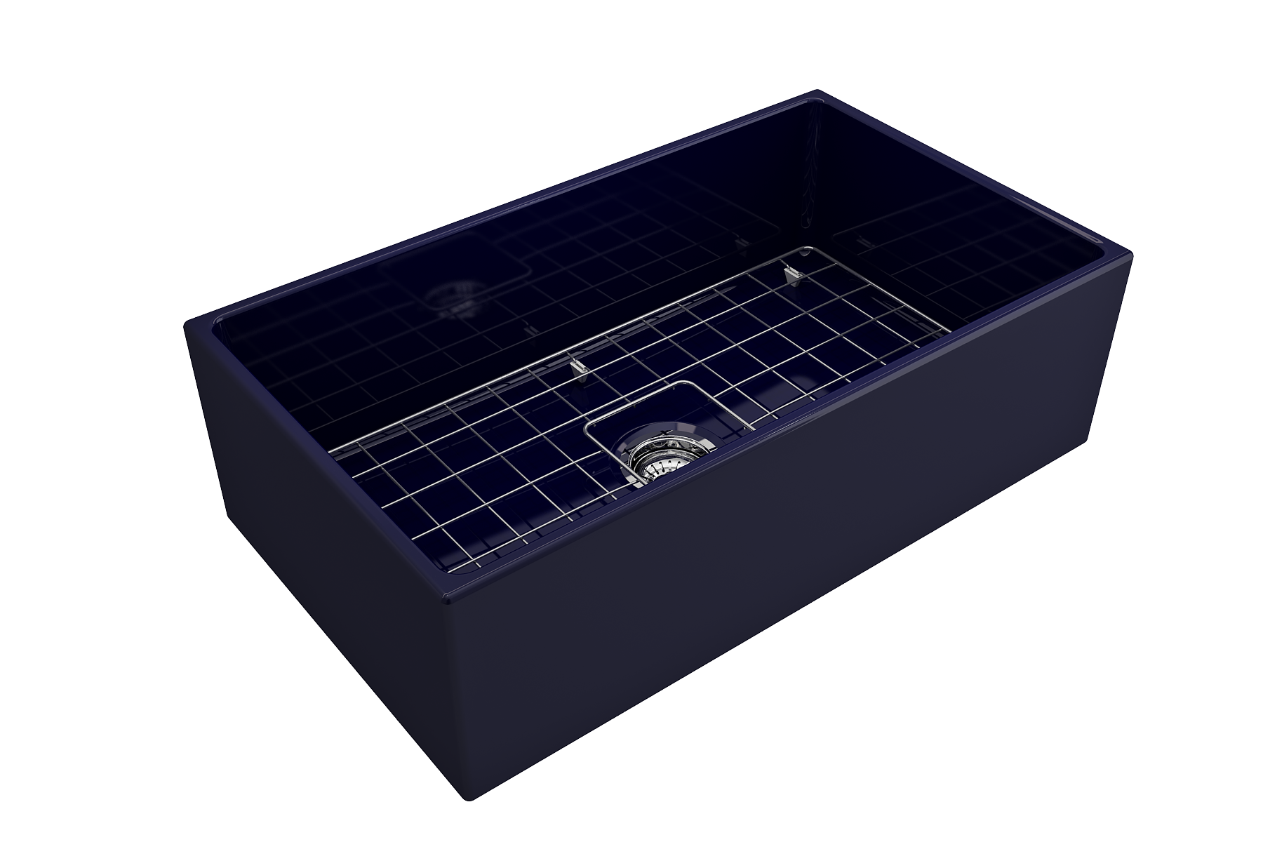 BOCCHI Contempo 33" Fireclay Farmhouse Apron Single Bowl Kitchen Sink, Sapphire Blue, 1352-010-0120