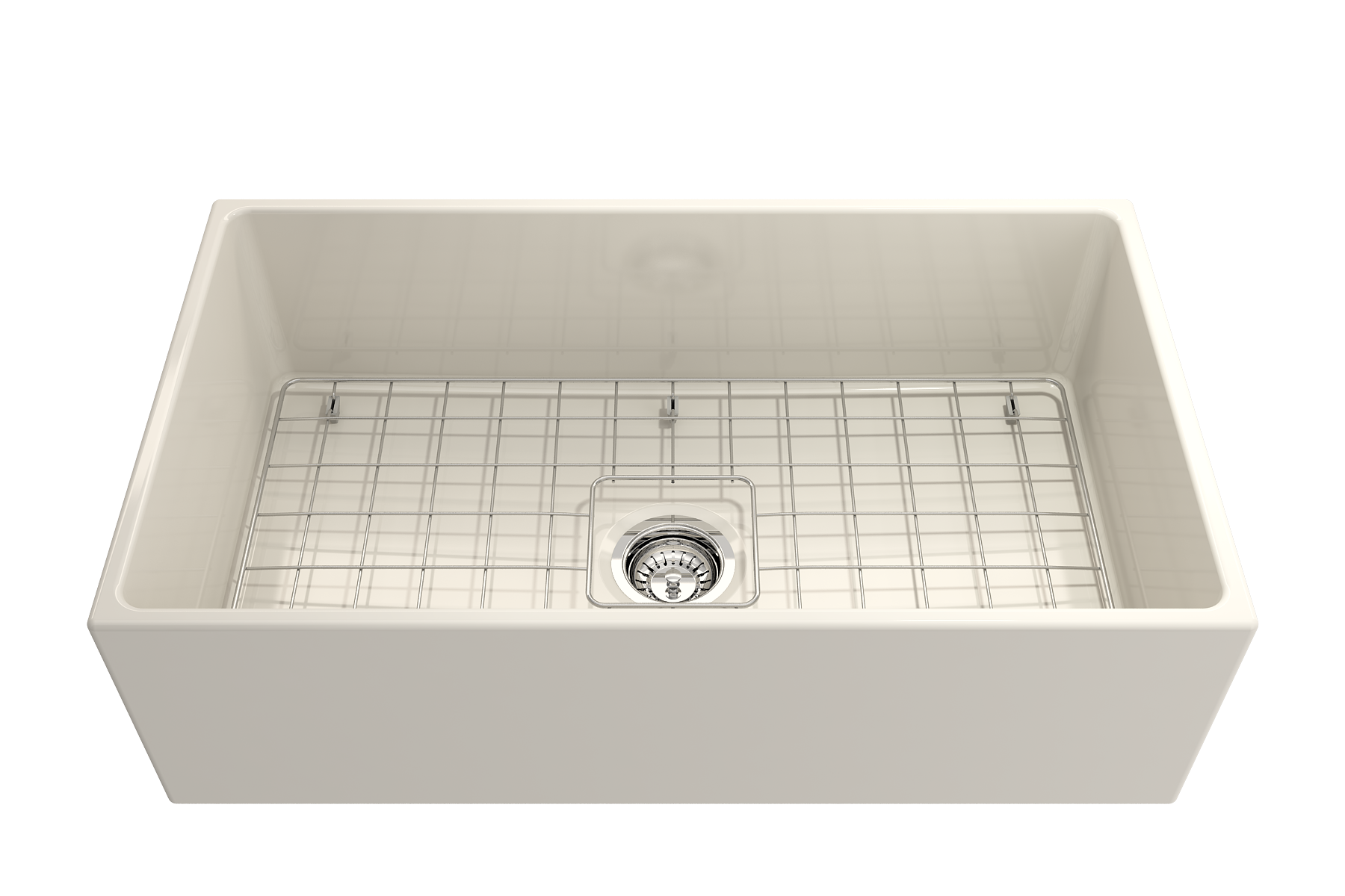 BOCCHI Contempo 33" Fireclay Farmhouse Apron Single Bowl Kitchen Sink, Biscuit, 1352-014-0120