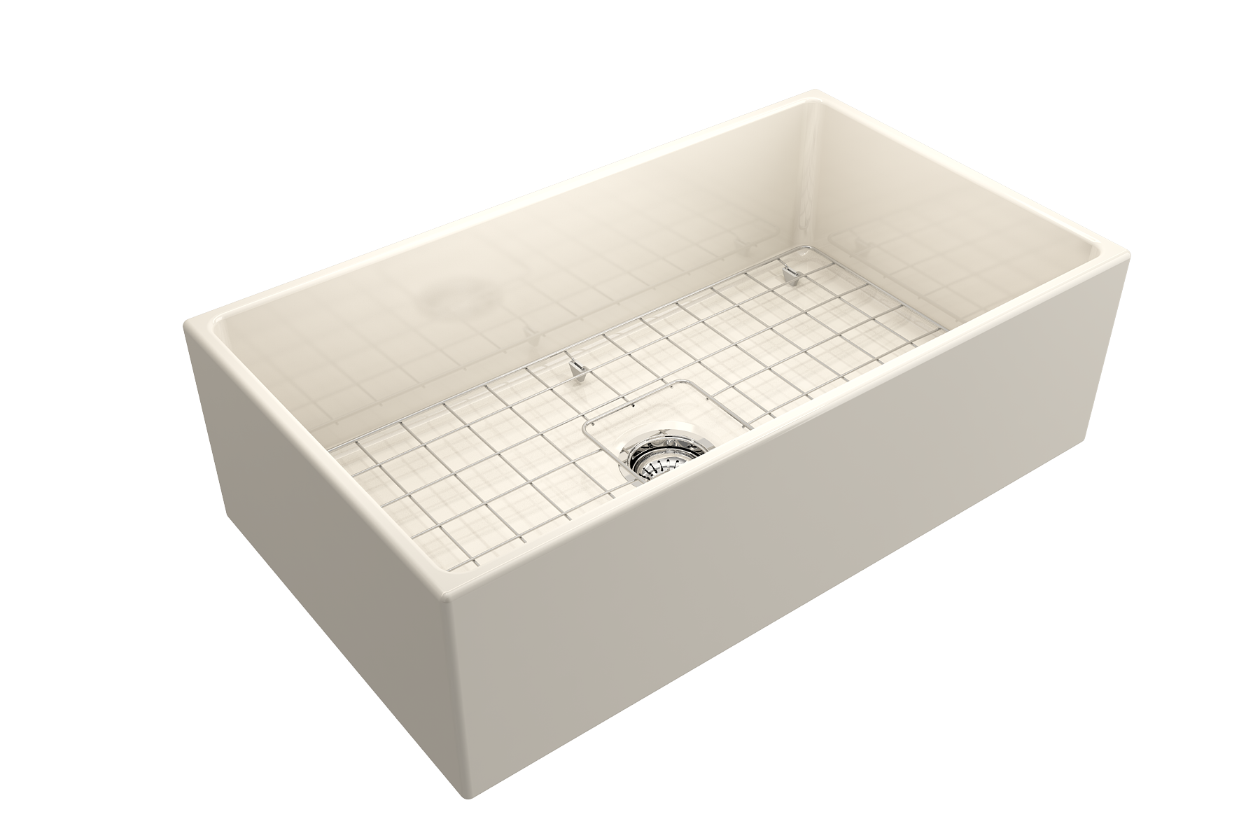 BOCCHI Contempo 33" Fireclay Farmhouse Apron Single Bowl Kitchen Sink, Biscuit, 1352-014-0120