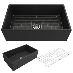 Alternate Image for BOCCHI Contempo 33" Fireclay Farmhouse Apron Single Bowl Kitchen Sink, Matte Dark Gray, 1352-020-0120