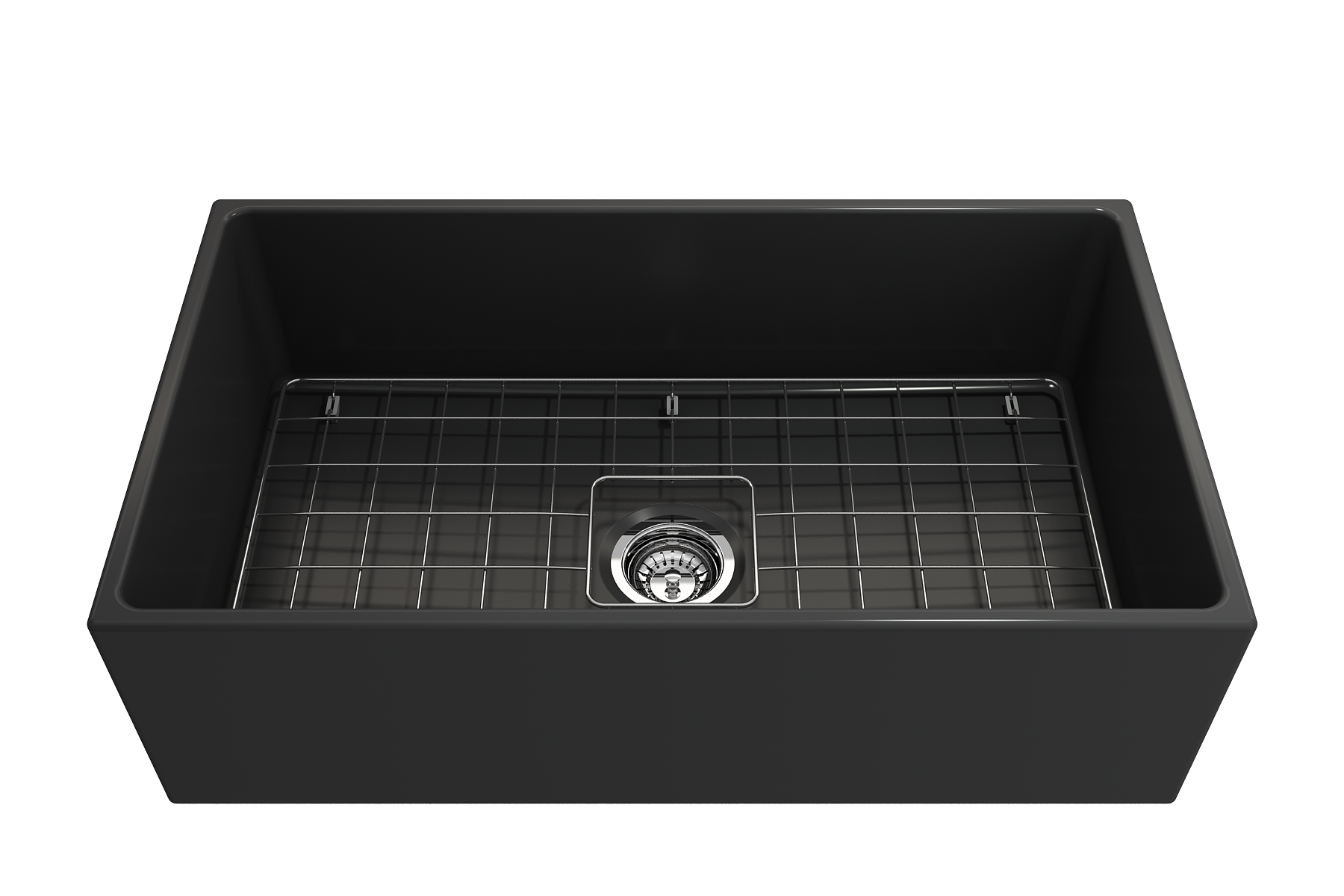 BOCCHI Contempo 33" Fireclay Farmhouse Apron Single Bowl Kitchen Sink, Matte Dark Gray, 1352-020-0120