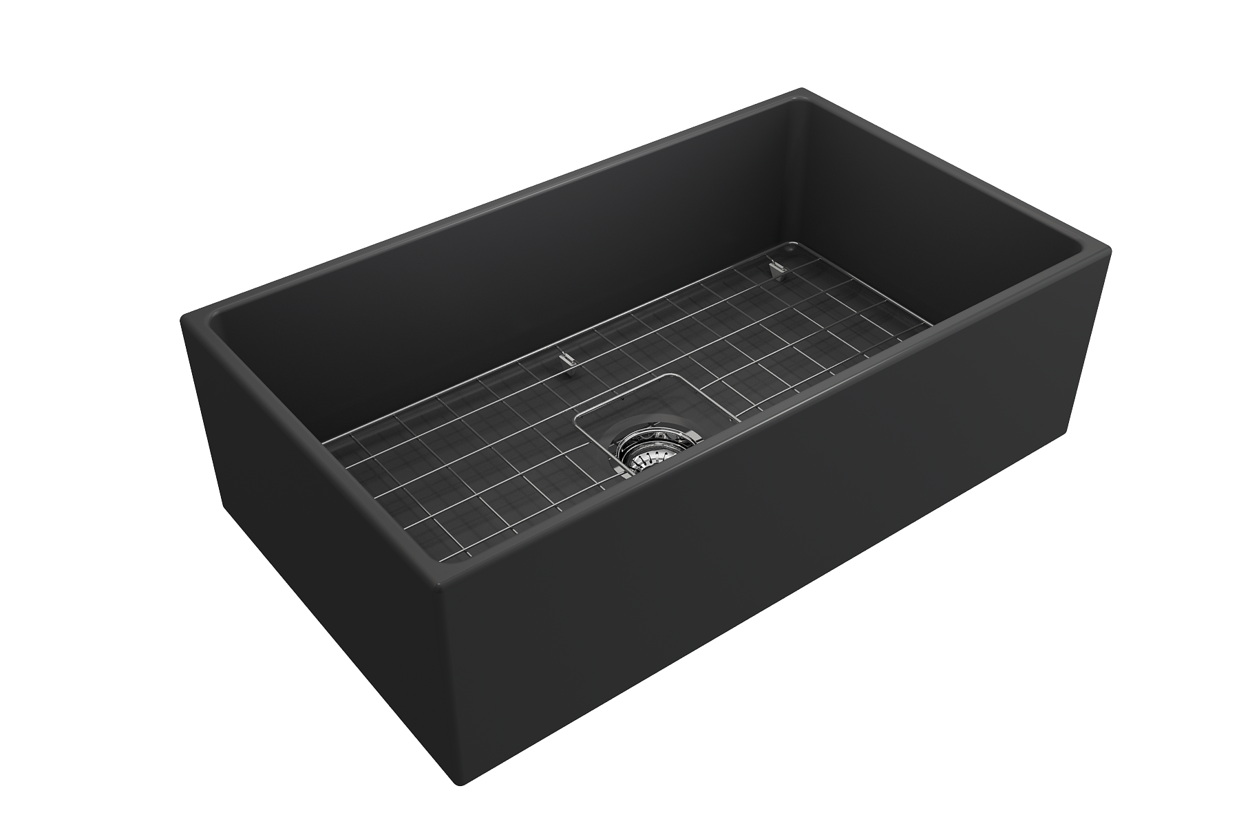 BOCCHI Contempo 33" Fireclay Farmhouse Apron Single Bowl Kitchen Sink, Matte Dark Gray, 1352-020-0120