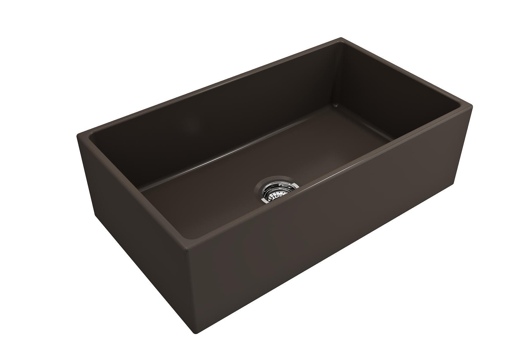 BOCCHI Contempo 33" Fireclay Farmhouse Apron Single Bowl Kitchen Sink, Matte Brown, 1352-025-0120