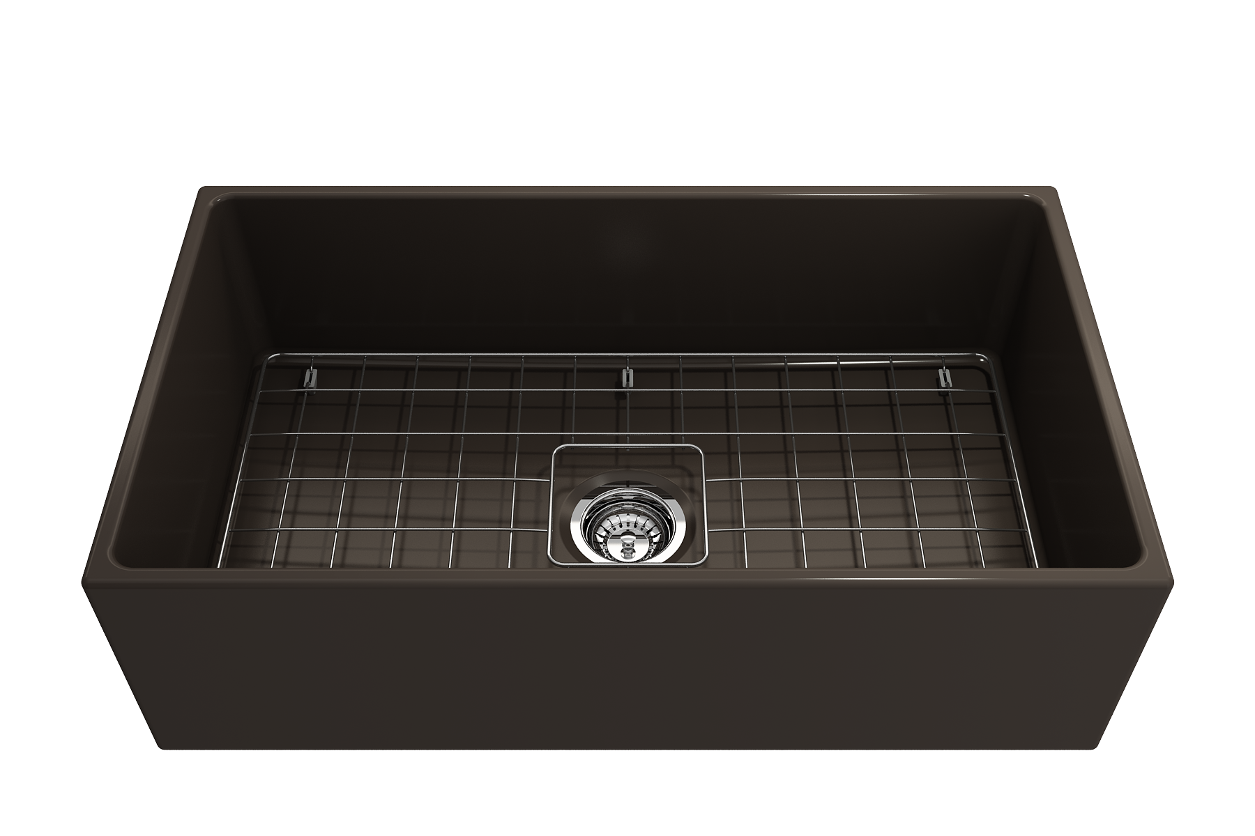 BOCCHI Contempo 33" Fireclay Farmhouse Apron Single Bowl Kitchen Sink, Matte Brown, 1352-025-0120
