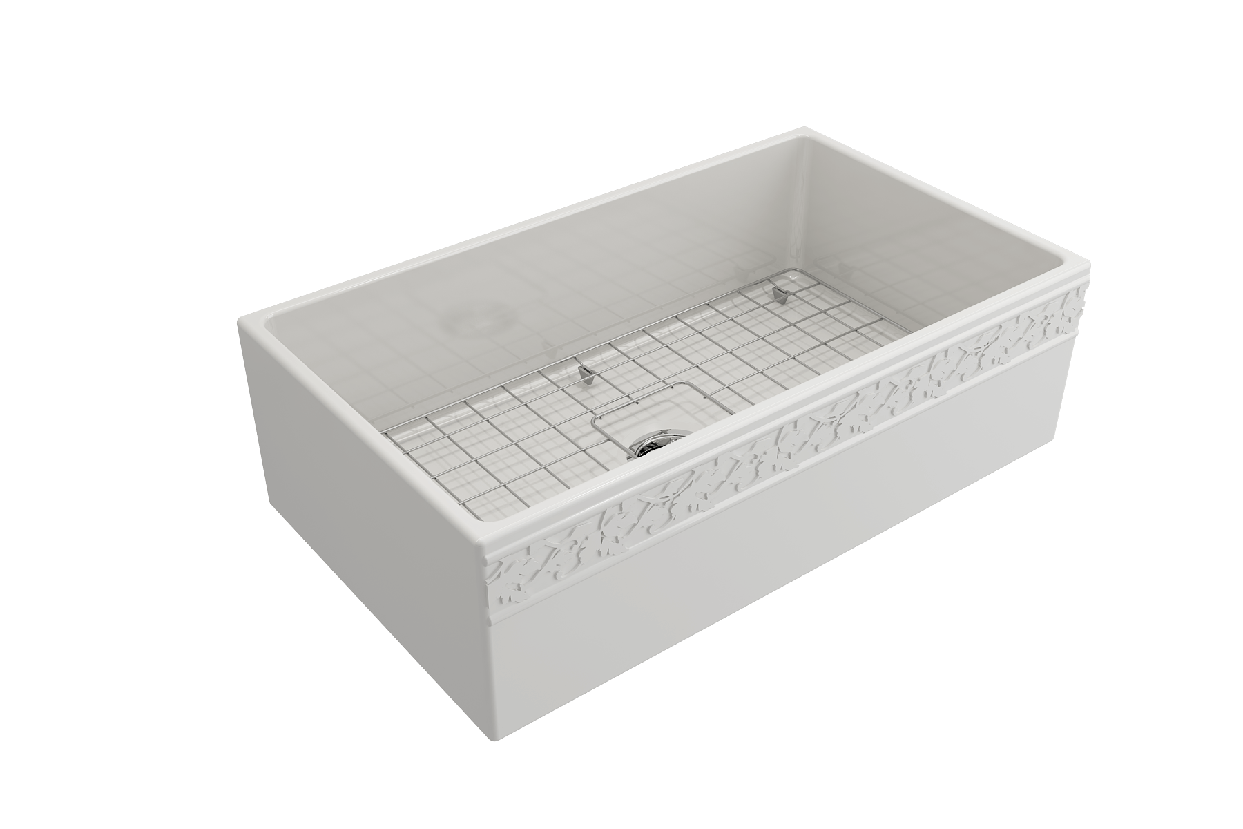 BOCCHI Vigneto 33" Fireclay Farmhouse Apron Single Bowl Kitchen Sink, White, 1353-001-0120