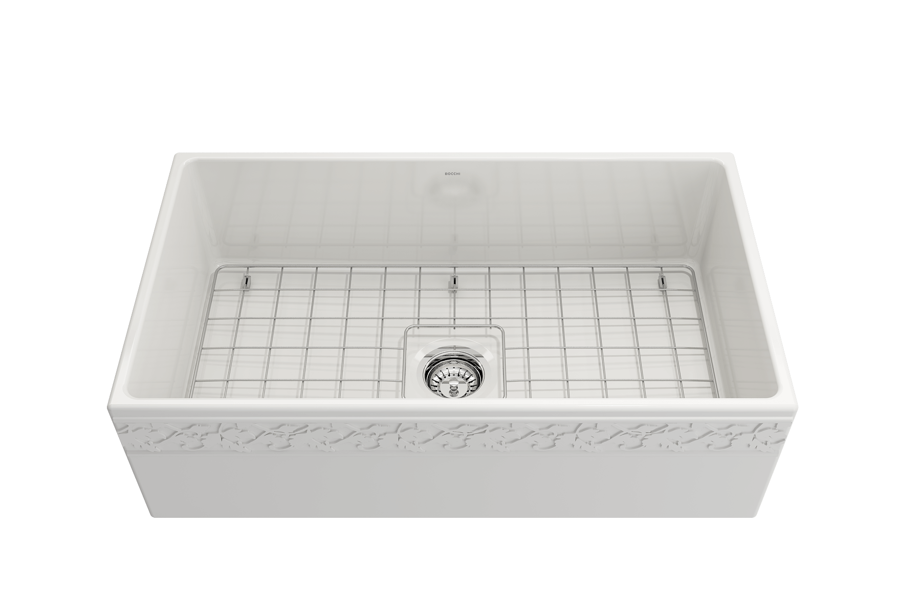 BOCCHI Vigneto 33" Fireclay Farmhouse Apron Single Bowl Kitchen Sink, White, 1353-001-0120