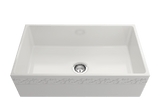 BOCCHI Vigneto 33" Fireclay Farmhouse Apron Single Bowl Kitchen Sink, White, 1353-001-0120