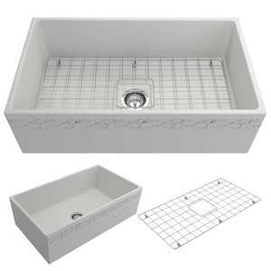 Alternate Image for BOCCHI Vigneto 33" Fireclay Farmhouse Apron Single Bowl Kitchen Sink, Matte White, 1353-002-0120