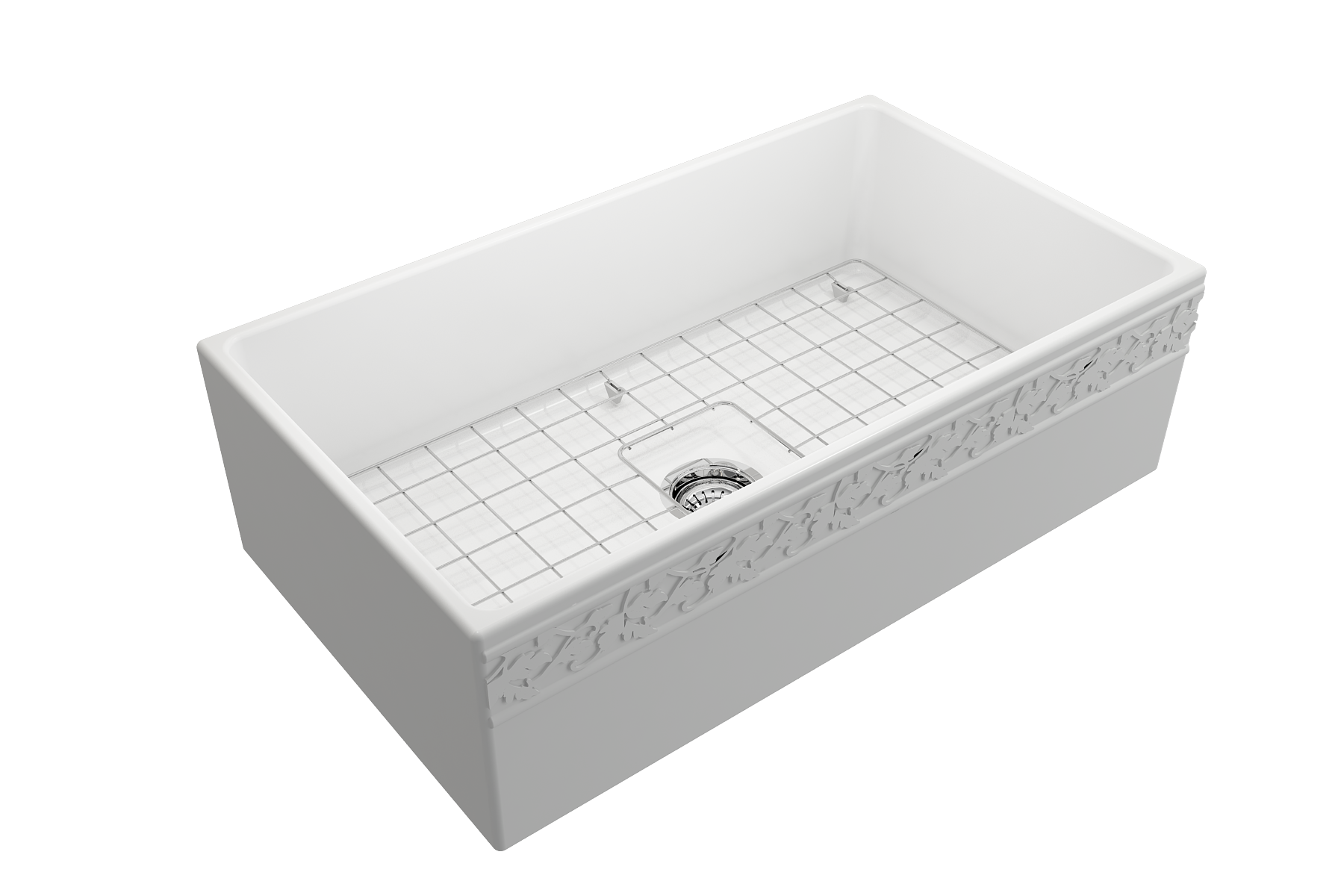 BOCCHI Vigneto 33" Fireclay Farmhouse Apron Single Bowl Kitchen Sink, Matte White, 1353-002-0120