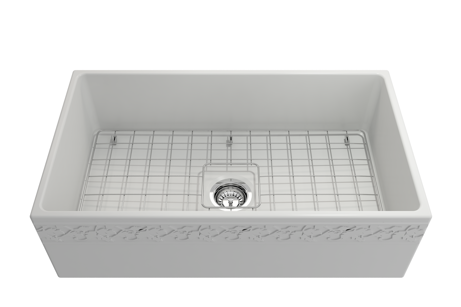 BOCCHI Vigneto 33" Fireclay Farmhouse Apron Single Bowl Kitchen Sink, Matte White, 1353-002-0120