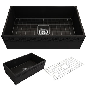 Alternate Image for BOCCHI Vigneto 33" Fireclay Farmhouse Apron Single Bowl Kitchen Sink, Matte Black, 1353-004-0120