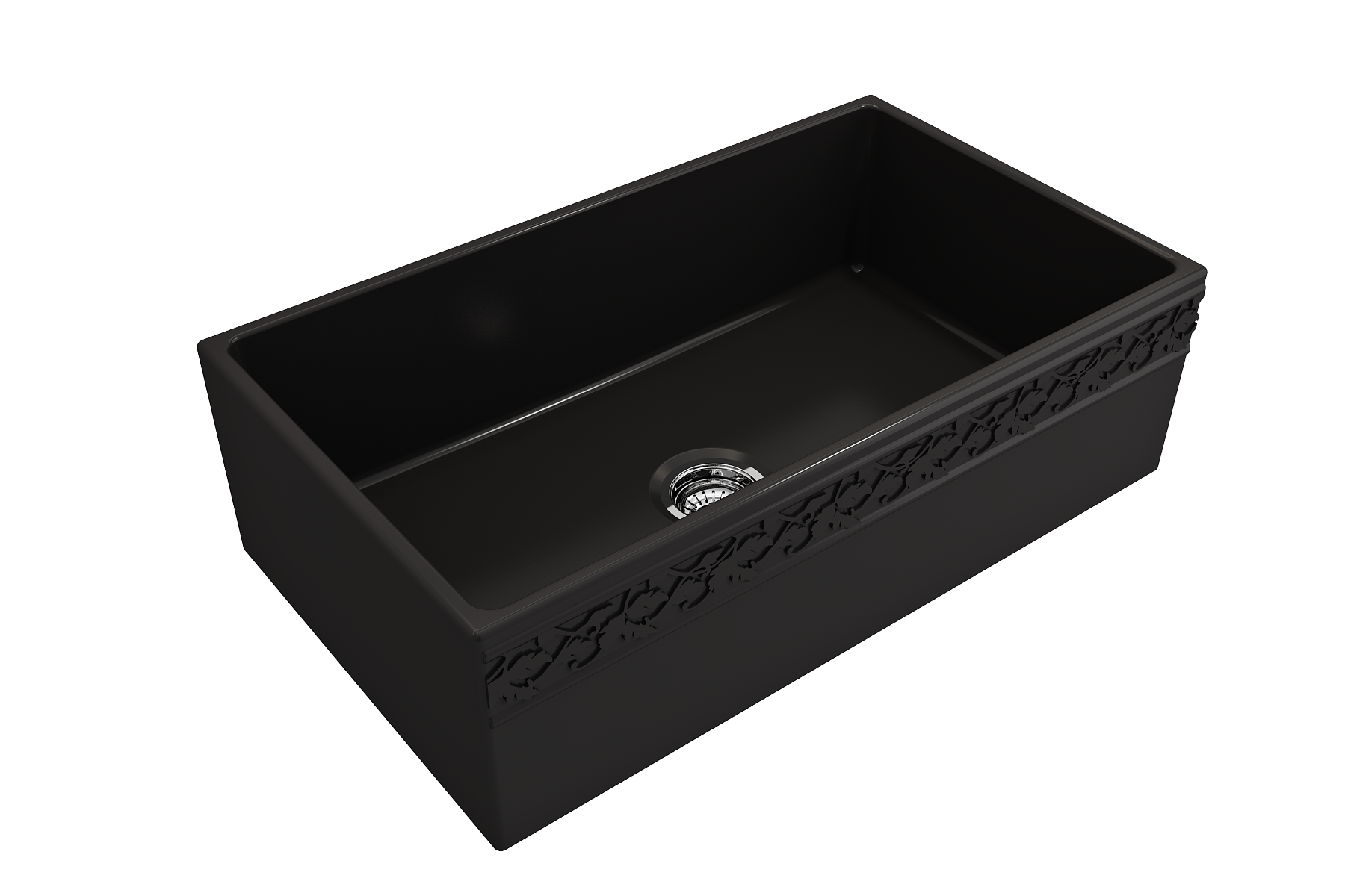 BOCCHI Vigneto 33" Fireclay Farmhouse Apron Single Bowl Kitchen Sink, Matte Black, 1353-004-0120
