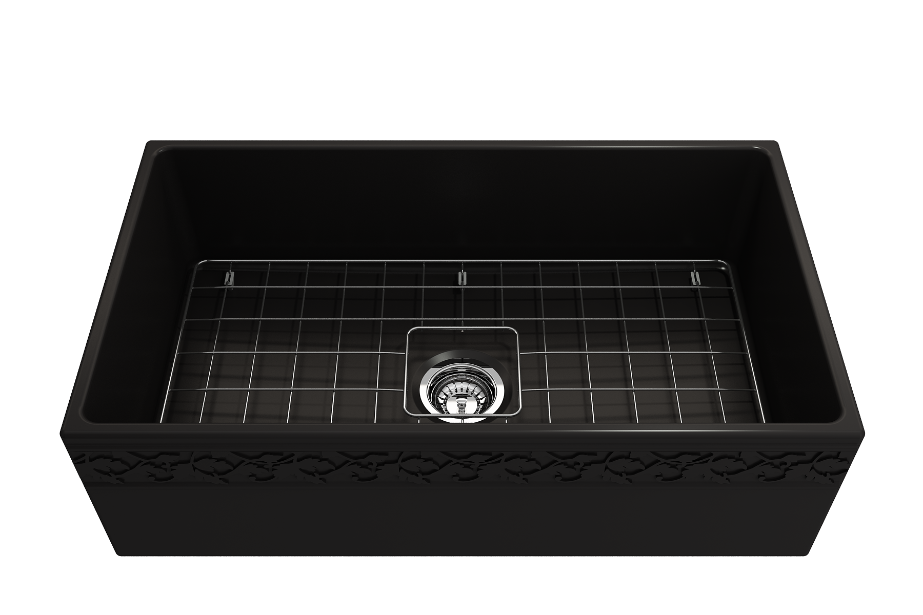 BOCCHI Vigneto 33" Fireclay Farmhouse Apron Single Bowl Kitchen Sink, Matte Black, 1353-004-0120