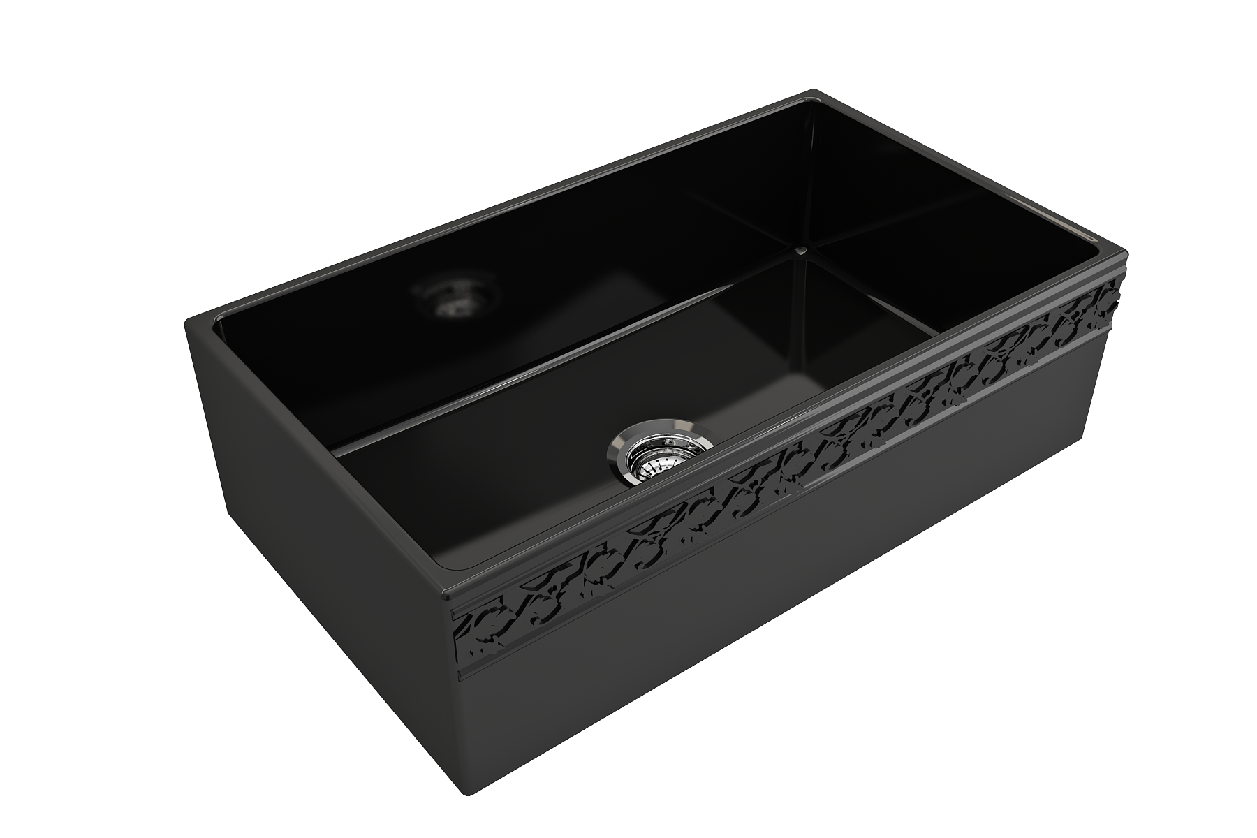 BOCCHI Vigneto 33" Fireclay Farmhouse Apron Single Bowl Kitchen Sink, Black, 1353-005-0120
