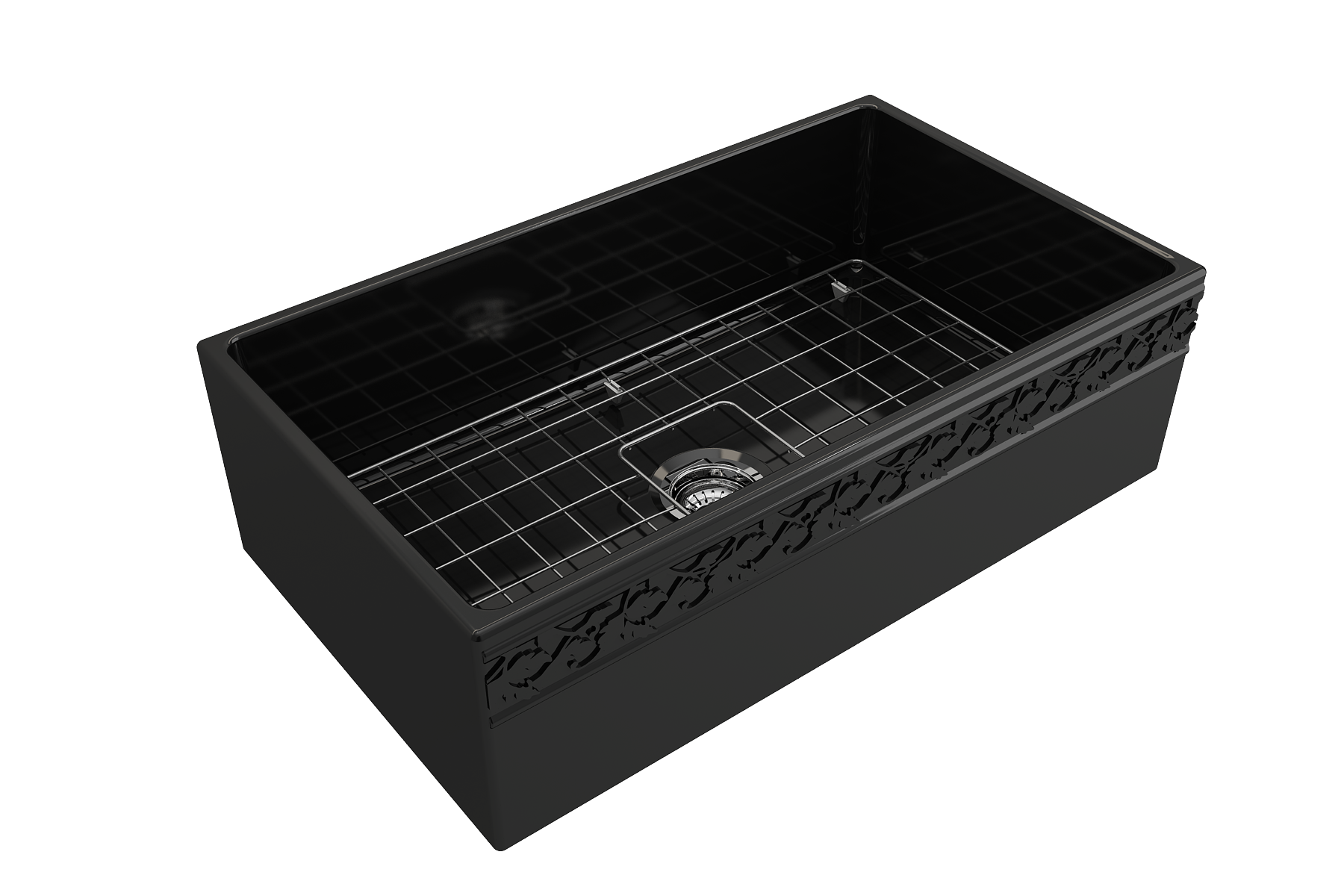 BOCCHI Vigneto 33" Fireclay Farmhouse Apron Single Bowl Kitchen Sink, Black, 1353-005-0120