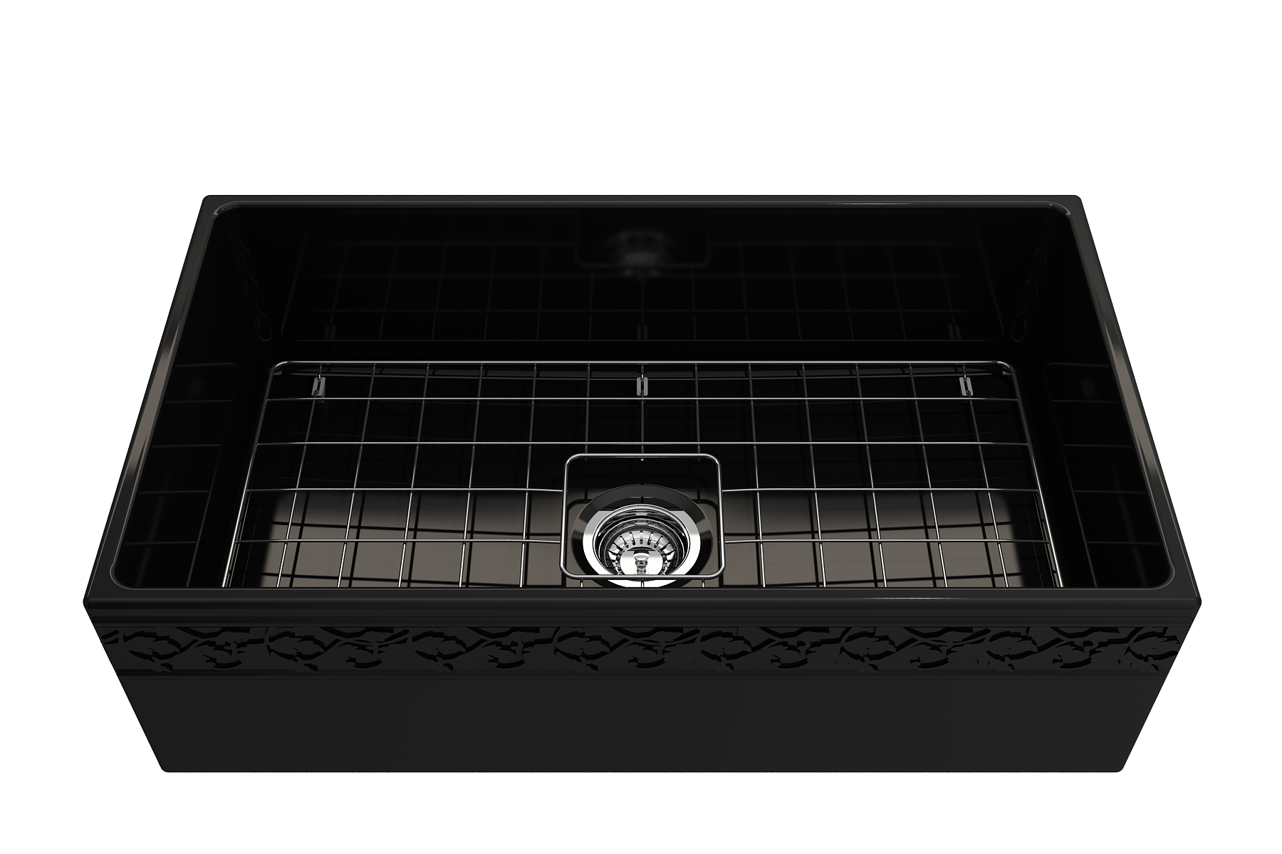 BOCCHI Vigneto 33" Fireclay Farmhouse Apron Single Bowl Kitchen Sink, Black, 1353-005-0120