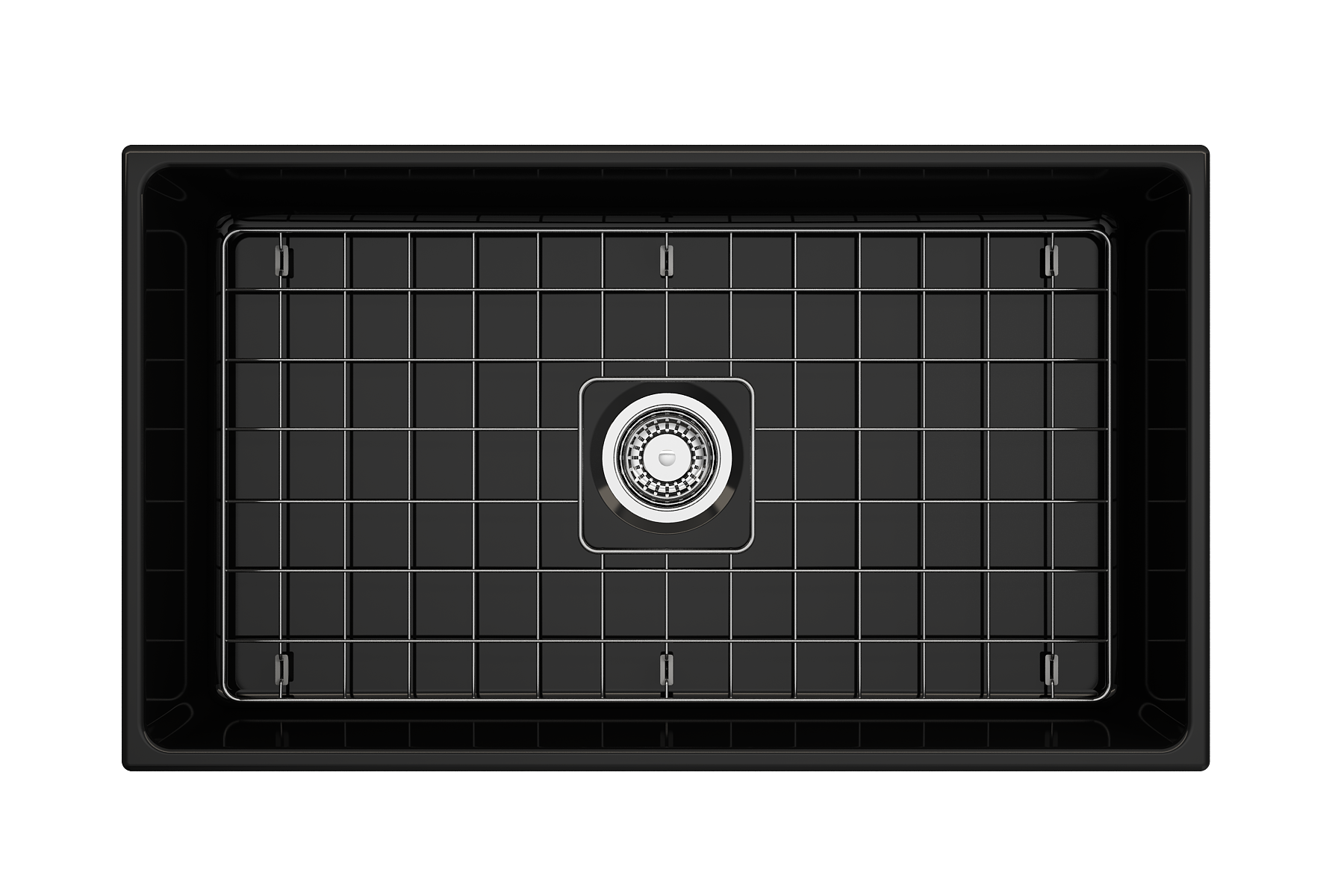 BOCCHI Vigneto 33" Fireclay Farmhouse Apron Single Bowl Kitchen Sink, Black, 1353-005-0120