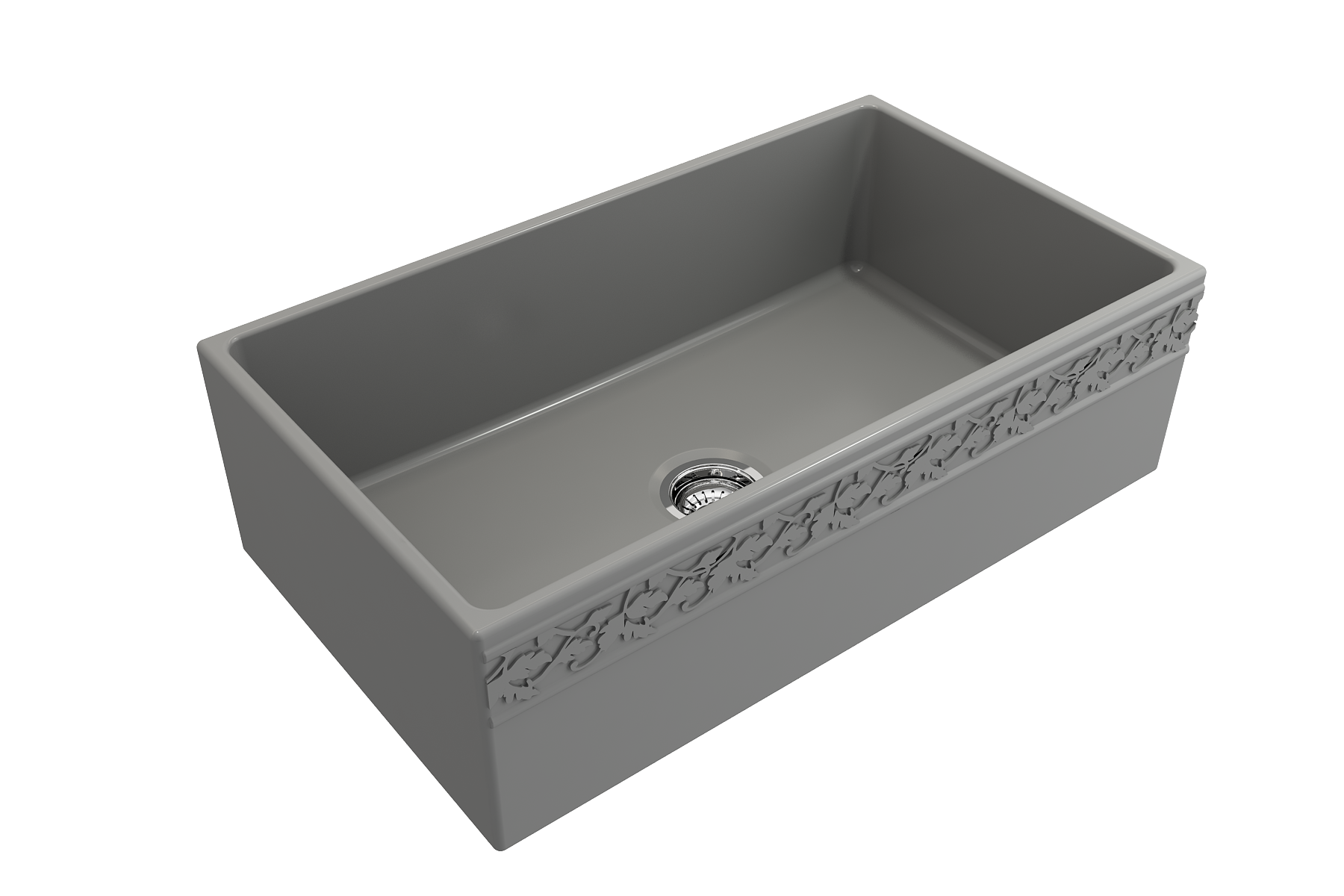 BOCCHI Vigneto 33" Fireclay Farmhouse Apron Single Bowl Kitchen Sink, Matte Gray, 1353-006-0120