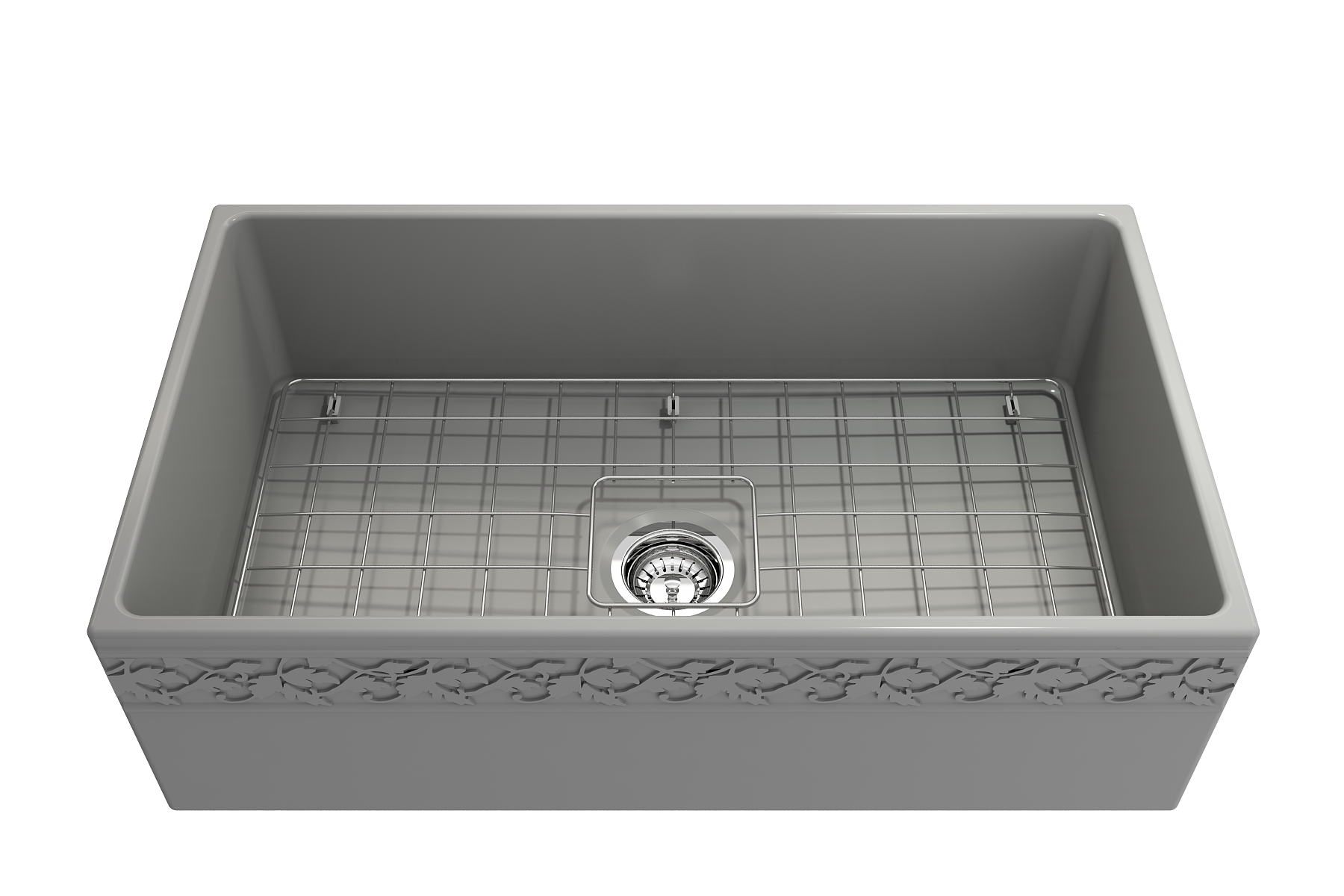 BOCCHI Vigneto 33" Fireclay Farmhouse Apron Single Bowl Kitchen Sink, Matte Gray, 1353-006-0120