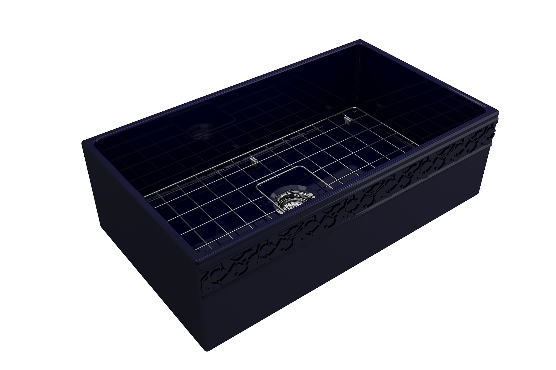 BOCCHI Vigneto 33" Fireclay Farmhouse Apron Single Bowl Kitchen Sink, Sapphire Blue, 1353-010-0120