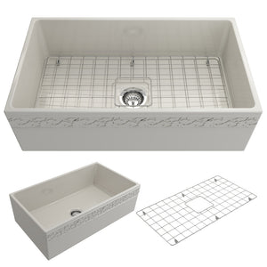 Alternate Image for BOCCHI Vigneto 33" Fireclay Farmhouse Apron Single Bowl Kitchen Sink, Biscuit, 1353-014-0120