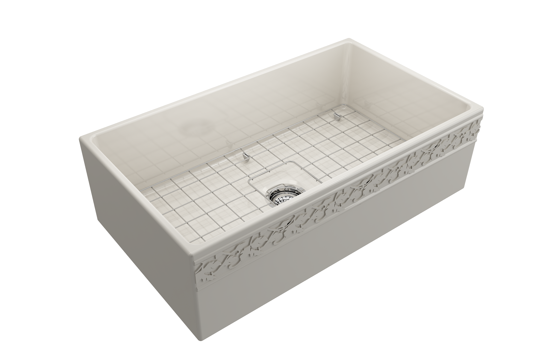 BOCCHI Vigneto 33" Fireclay Farmhouse Apron Single Bowl Kitchen Sink, Biscuit, 1353-014-0120