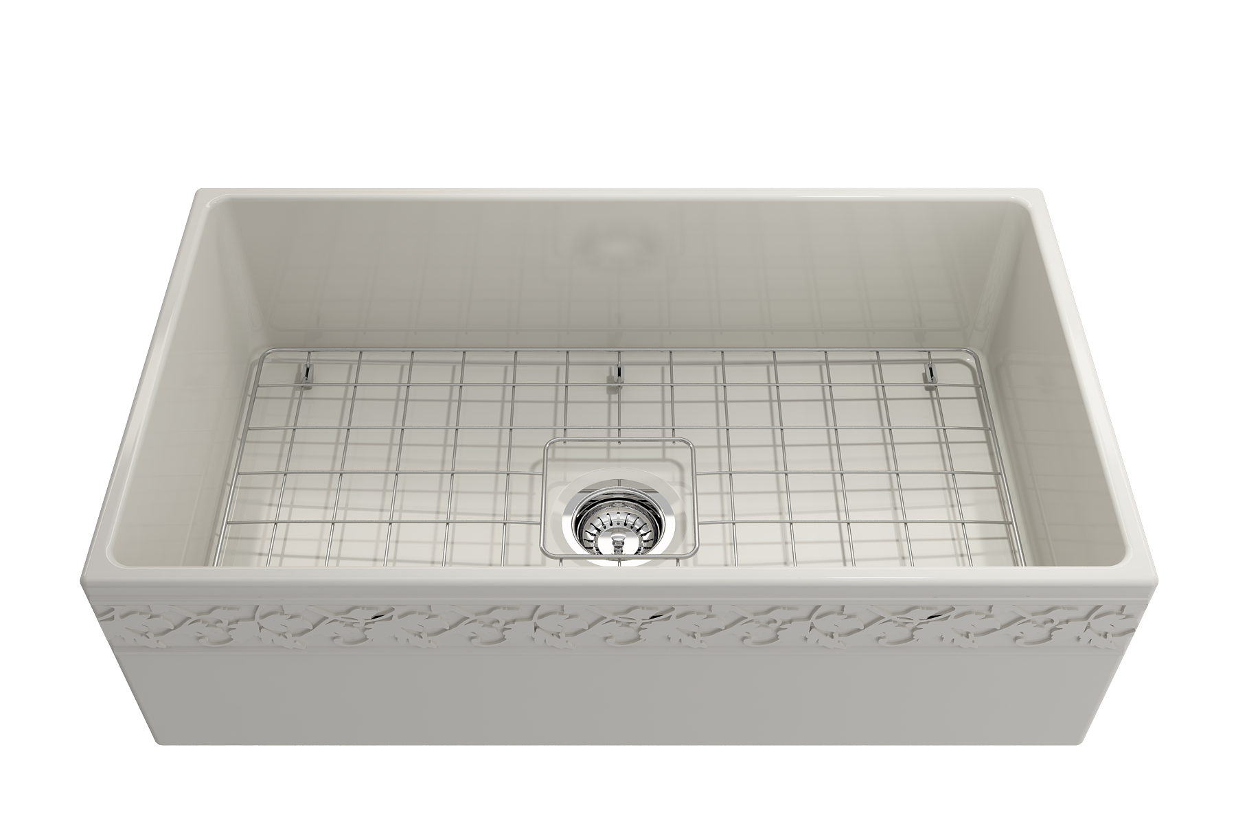BOCCHI Vigneto 33" Fireclay Farmhouse Apron Single Bowl Kitchen Sink, Biscuit, 1353-014-0120