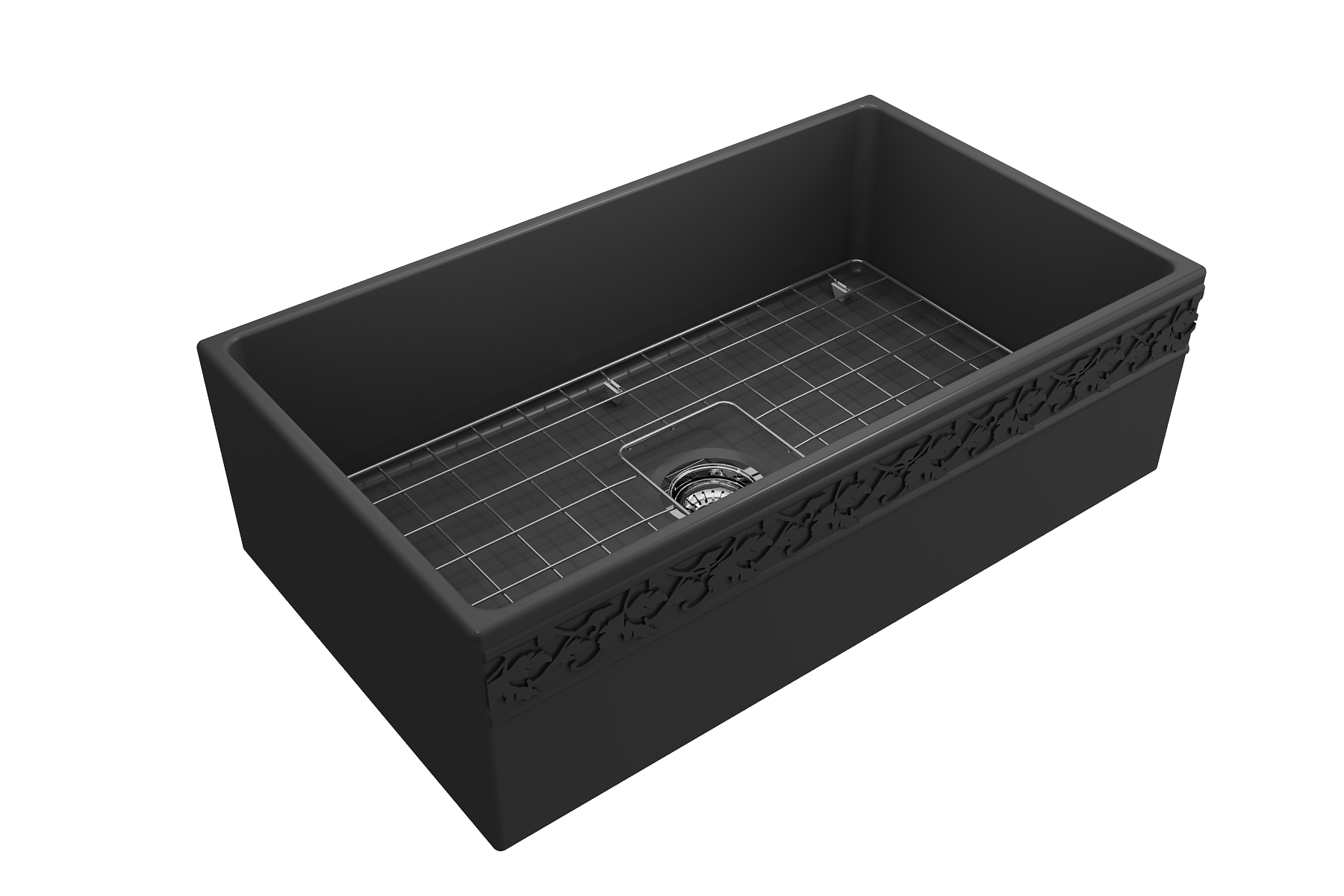 BOCCHI Vigneto 33" Fireclay Farmhouse Apron Single Bowl Kitchen Sink, Matte Dark Gray, 1353-020-0120