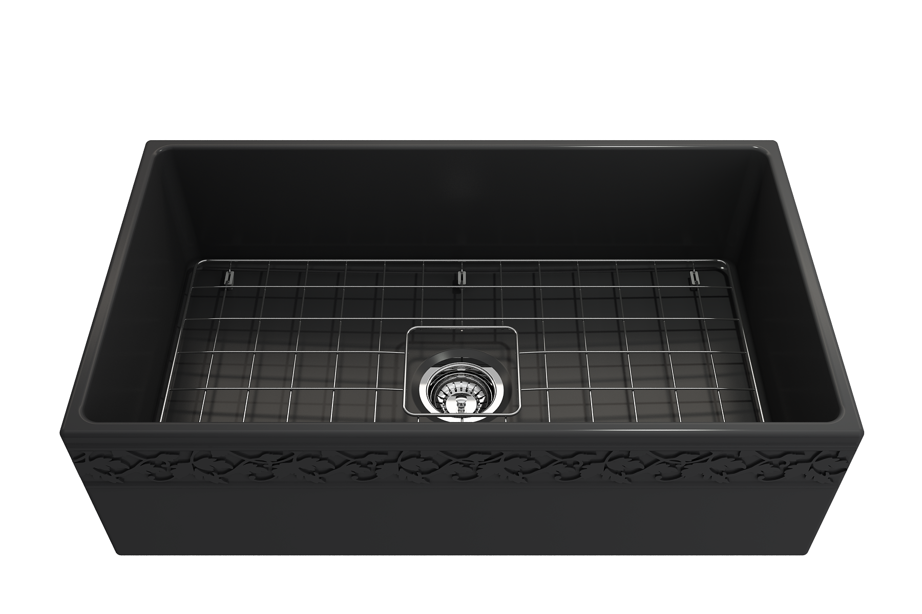 BOCCHI Vigneto 33" Fireclay Farmhouse Apron Single Bowl Kitchen Sink, Matte Dark Gray, 1353-020-0120