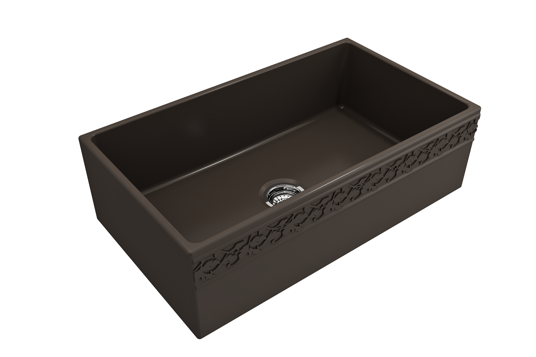BOCCHI Vigneto 33" Fireclay Farmhouse Apron Single Bowl Kitchen Sink, Matte Brown, 1353-025-0120