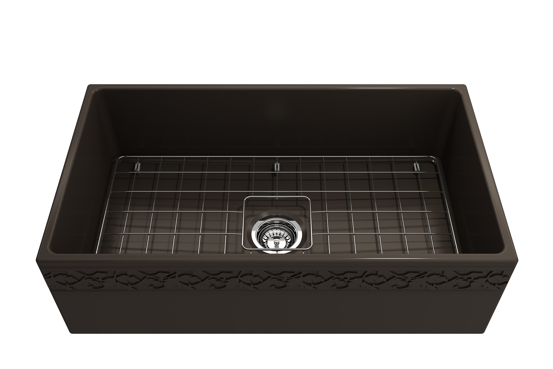 BOCCHI Vigneto 33" Fireclay Farmhouse Apron Single Bowl Kitchen Sink, Matte Brown, 1353-025-0120