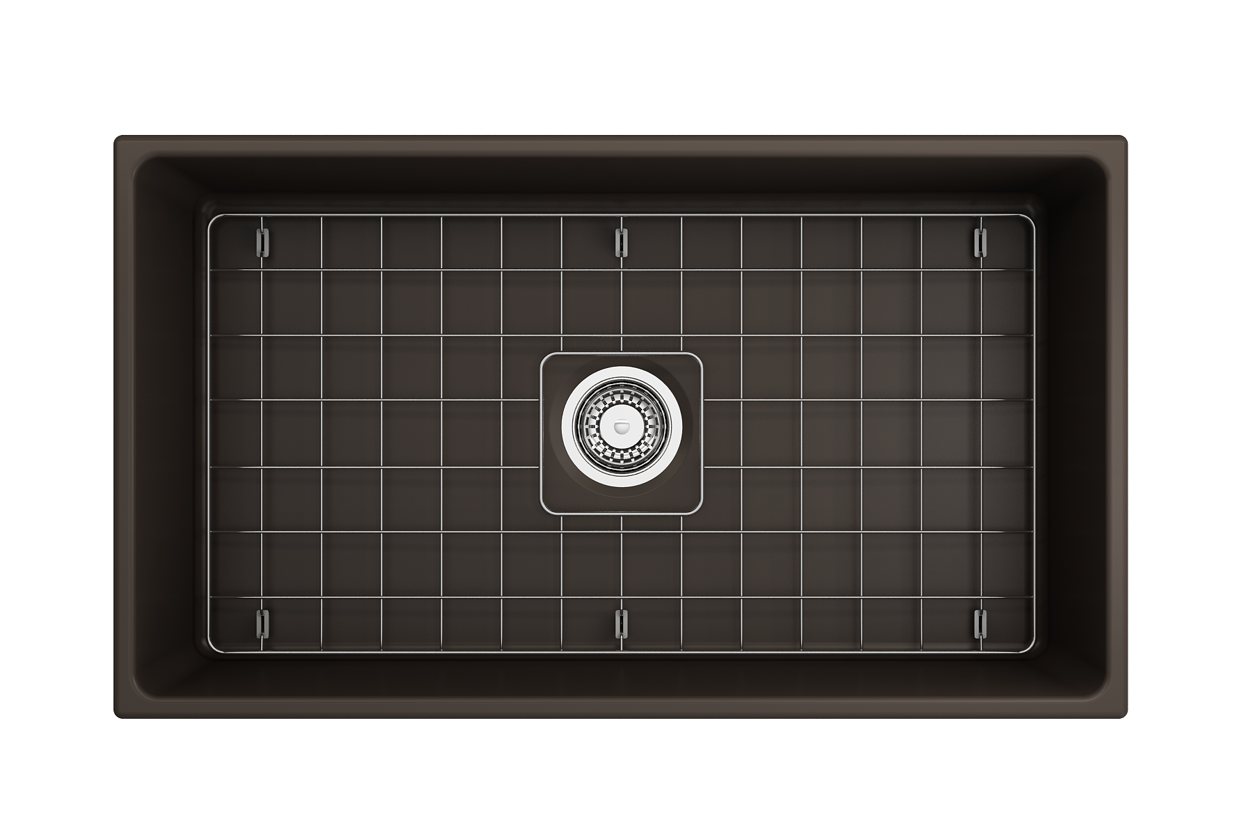 BOCCHI Vigneto 33" Fireclay Farmhouse Apron Single Bowl Kitchen Sink, Matte Brown, 1353-025-0120