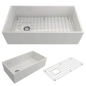Alternate Image for BOCCHI Contempo 36" Fireclay Farmhouse Apron Single Bowl Kitchen Sink, White, 1354-001-0120