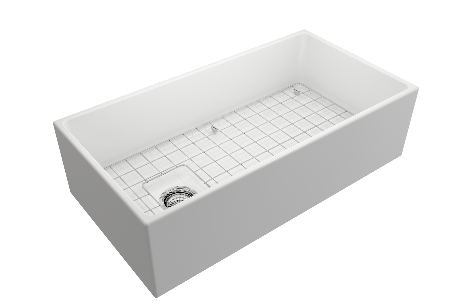 BOCCHI Contempo 36" Fireclay Farmhouse Apron Single Bowl Kitchen Sink, Matte White, 1354-002-0120