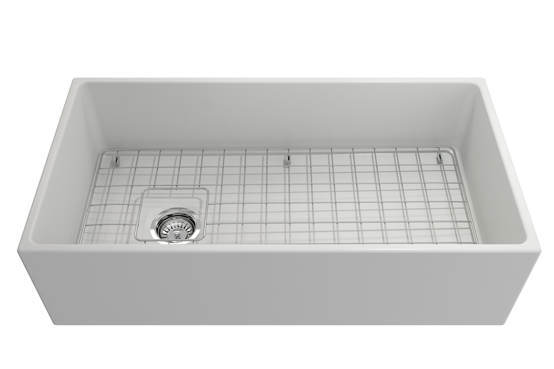 BOCCHI Contempo 36" Fireclay Farmhouse Apron Single Bowl Kitchen Sink, Matte White, 1354-002-0120