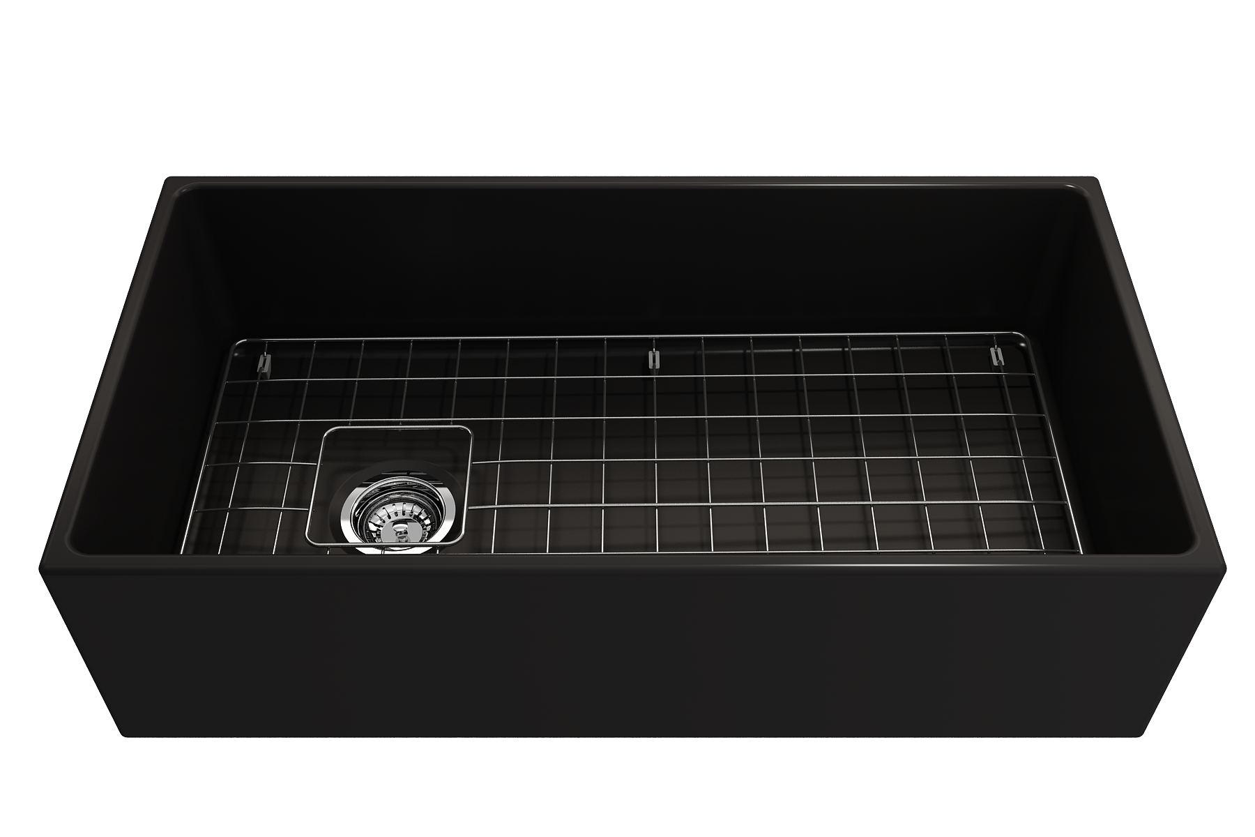 BOCCHI Contempo 36" Fireclay Farmhouse Apron Single Bowl Kitchen Sink, Matte Black, 1354-004-0120