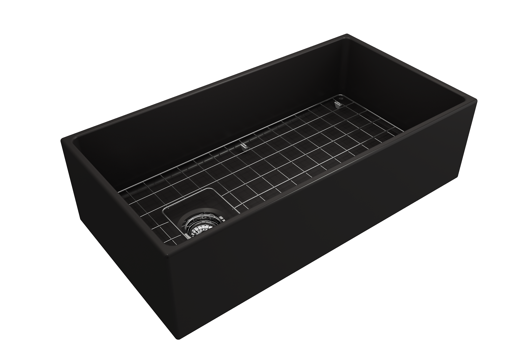 BOCCHI Contempo 36" Fireclay Farmhouse Apron Single Bowl Kitchen Sink, Matte Black, 1354-004-0120