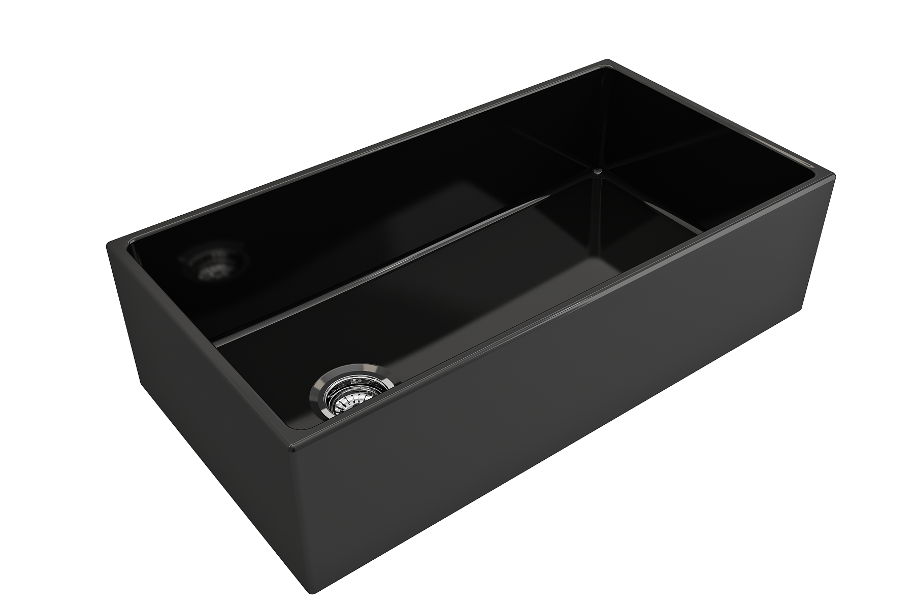 BOCCHI Contempo 36" Fireclay Farmhouse Apron Single Bowl Kitchen Sink, Black, 1354-005-0120