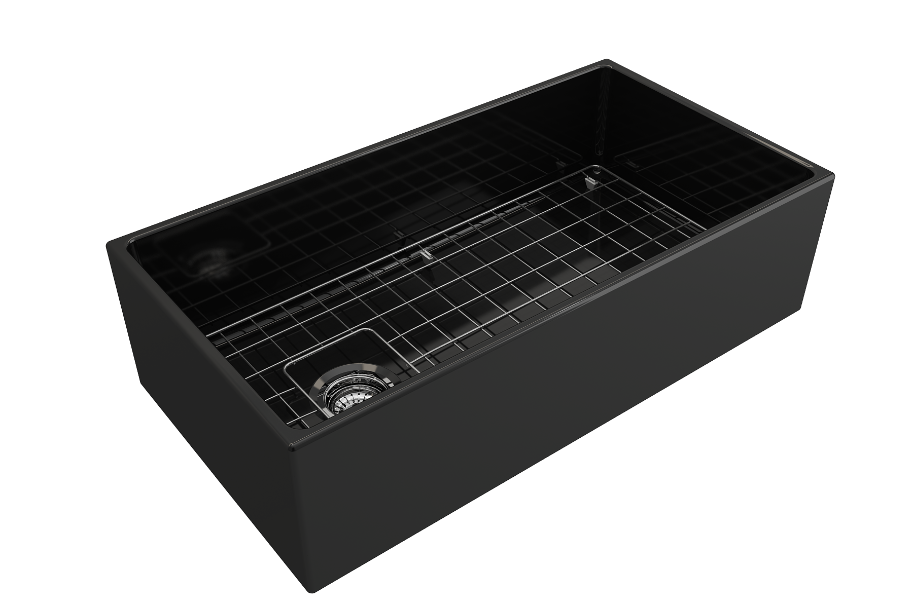 BOCCHI Contempo 36" Fireclay Farmhouse Apron Single Bowl Kitchen Sink, Black, 1354-005-0120