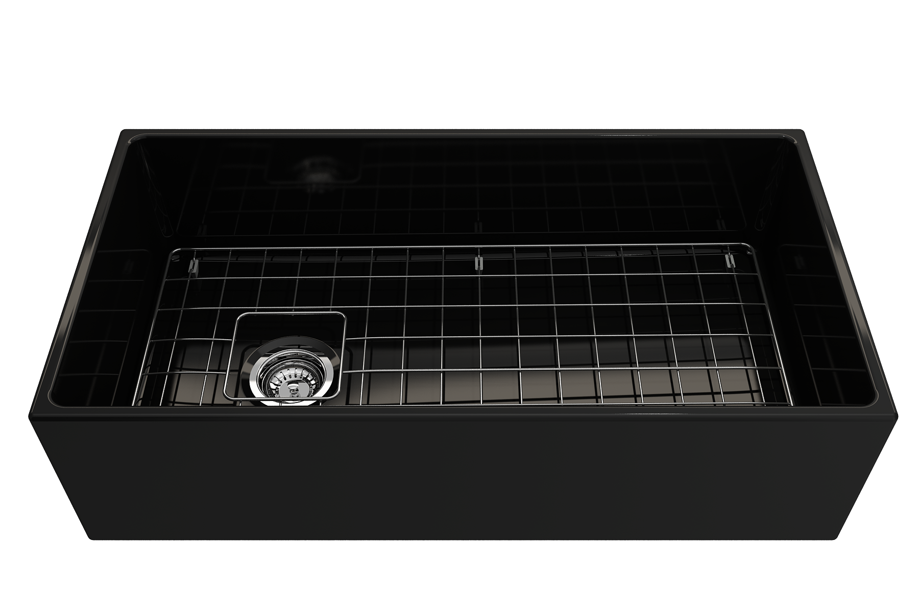 BOCCHI Contempo 36" Fireclay Farmhouse Apron Single Bowl Kitchen Sink, Black, 1354-005-0120