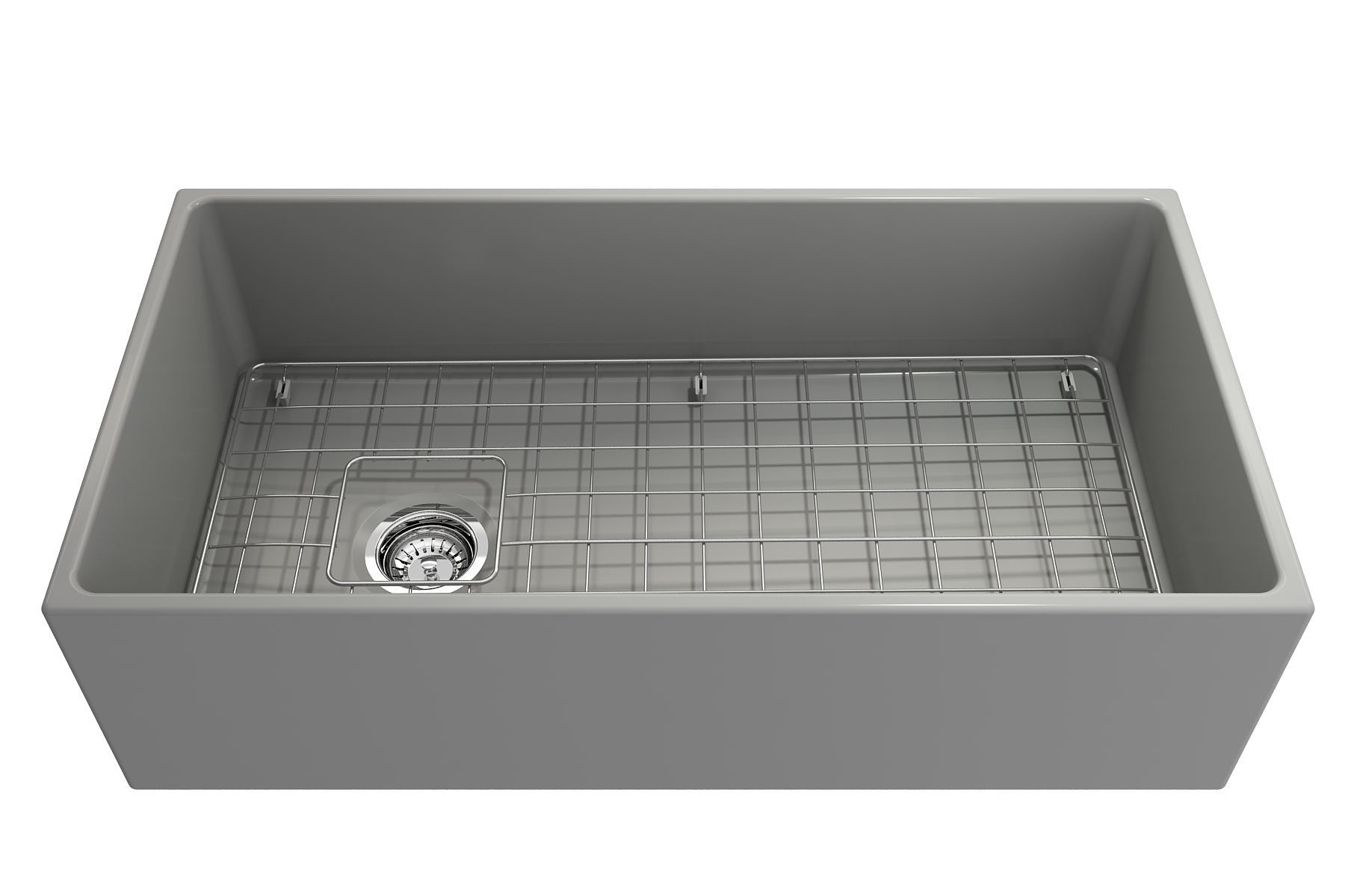 BOCCHI Contempo 36" Fireclay Farmhouse Apron Single Bowl Kitchen Sink, Matte Gray, 1354-006-0120