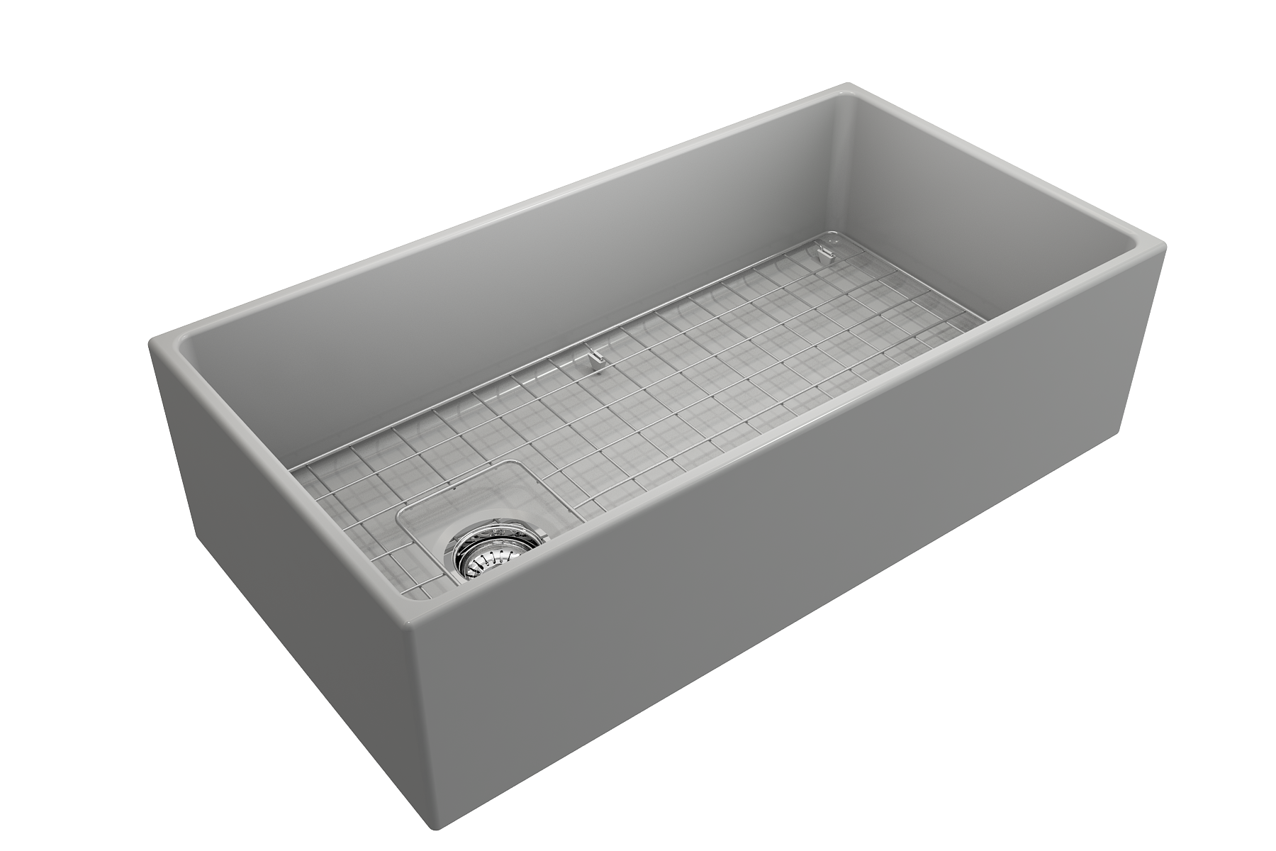BOCCHI Contempo 36" Fireclay Farmhouse Apron Single Bowl Kitchen Sink, Matte Gray, 1354-006-0120