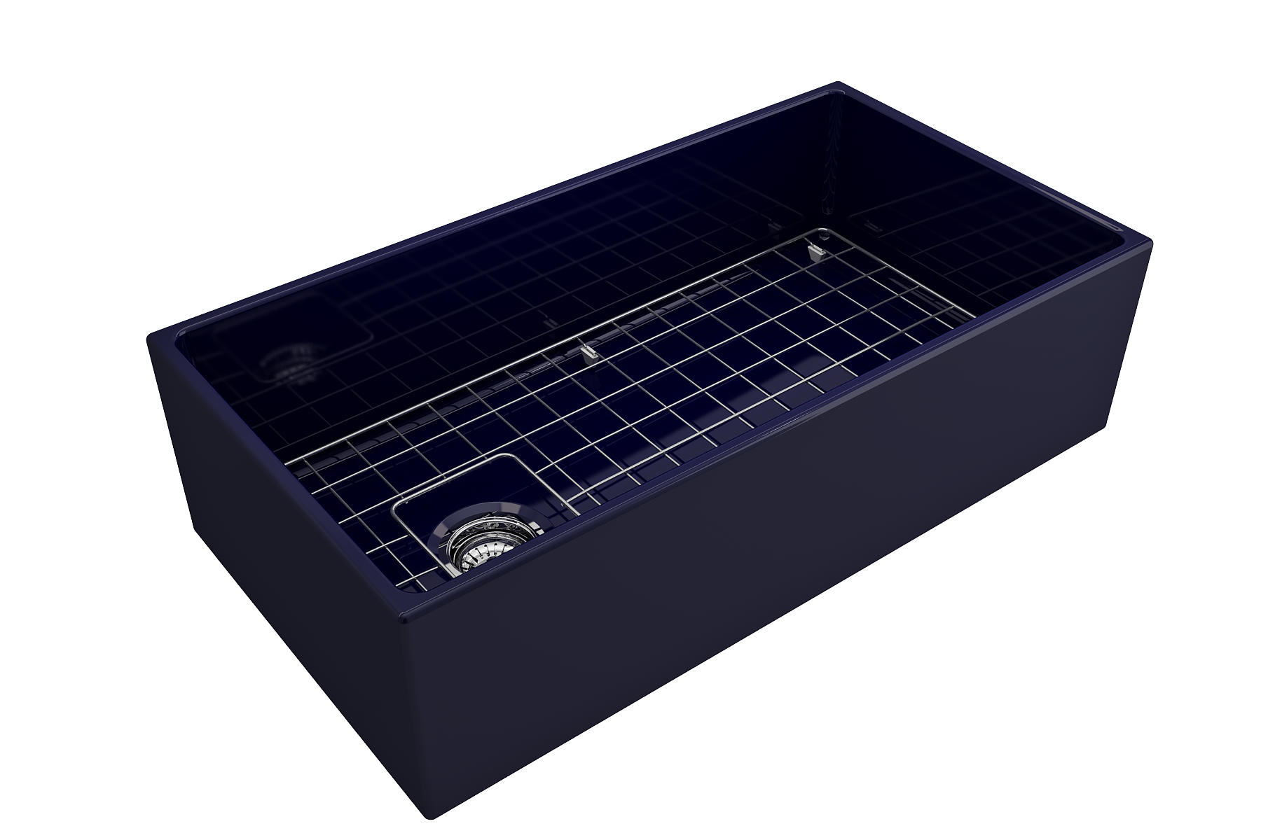 BOCCHI Contempo 36" Fireclay Farmhouse Apron Single Bowl Kitchen Sink, Sapphire Blue, 1354-010-0120