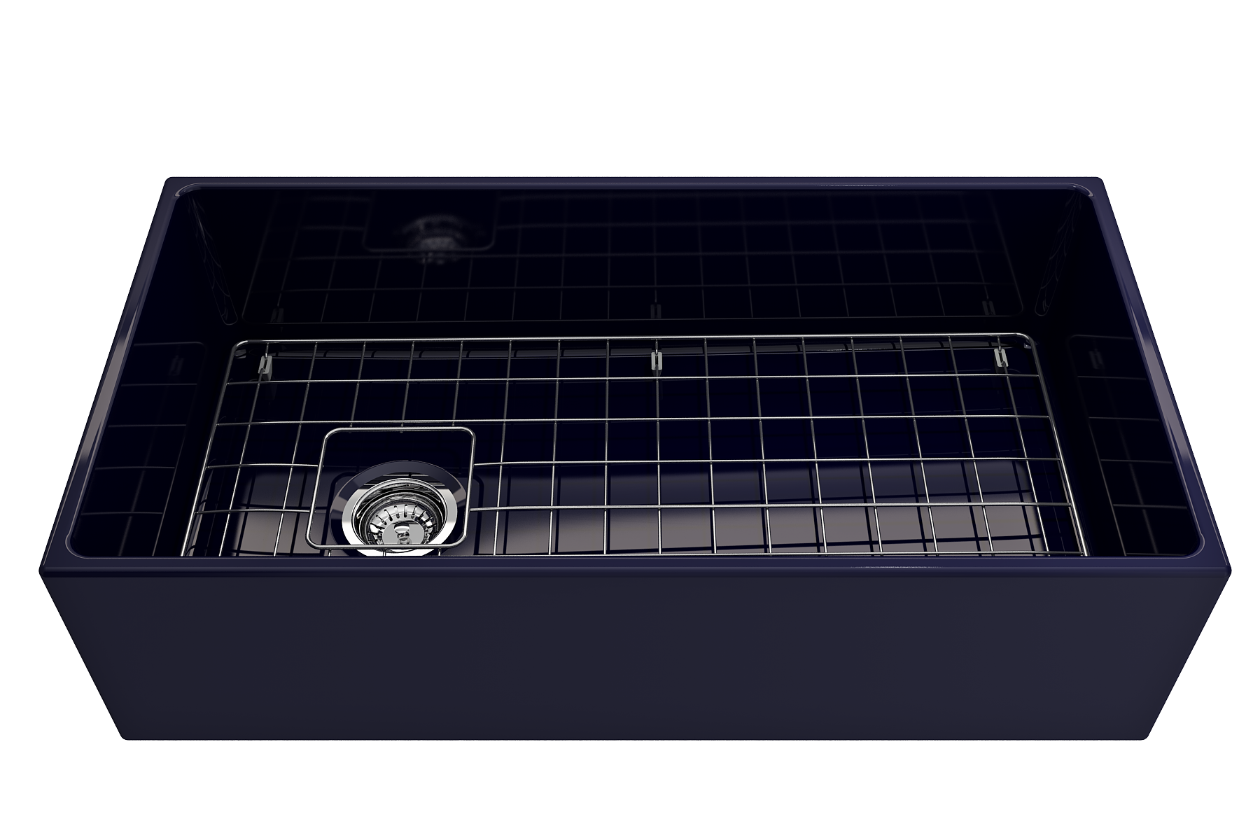 BOCCHI Contempo 36" Fireclay Farmhouse Apron Single Bowl Kitchen Sink, Sapphire Blue, 1354-010-0120