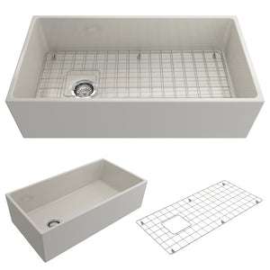 Alternate Image for BOCCHI Contempo 36" Fireclay Farmhouse Apron Single Bowl Kitchen Sink, Biscuit, 1354-014-0120