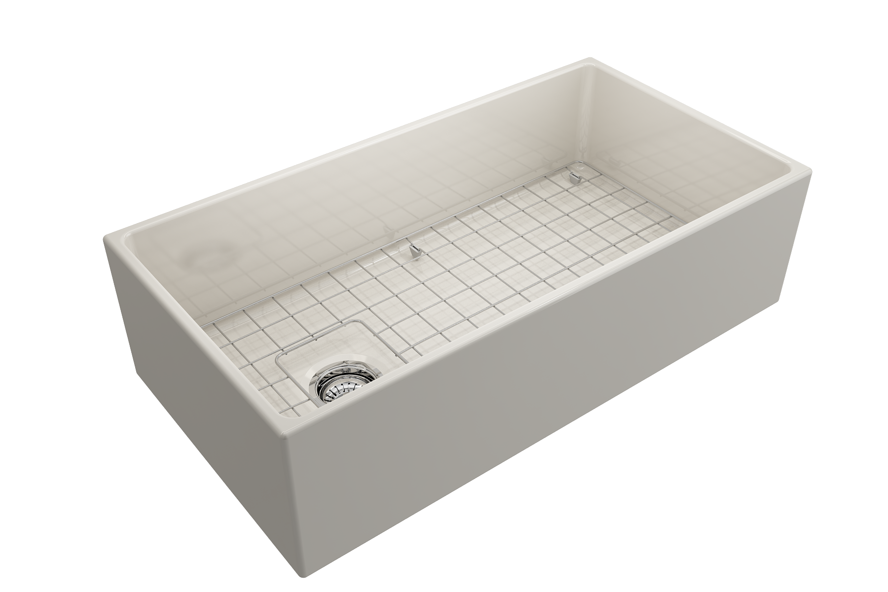BOCCHI Contempo 36" Fireclay Farmhouse Apron Single Bowl Kitchen Sink, Biscuit, 1354-014-0120
