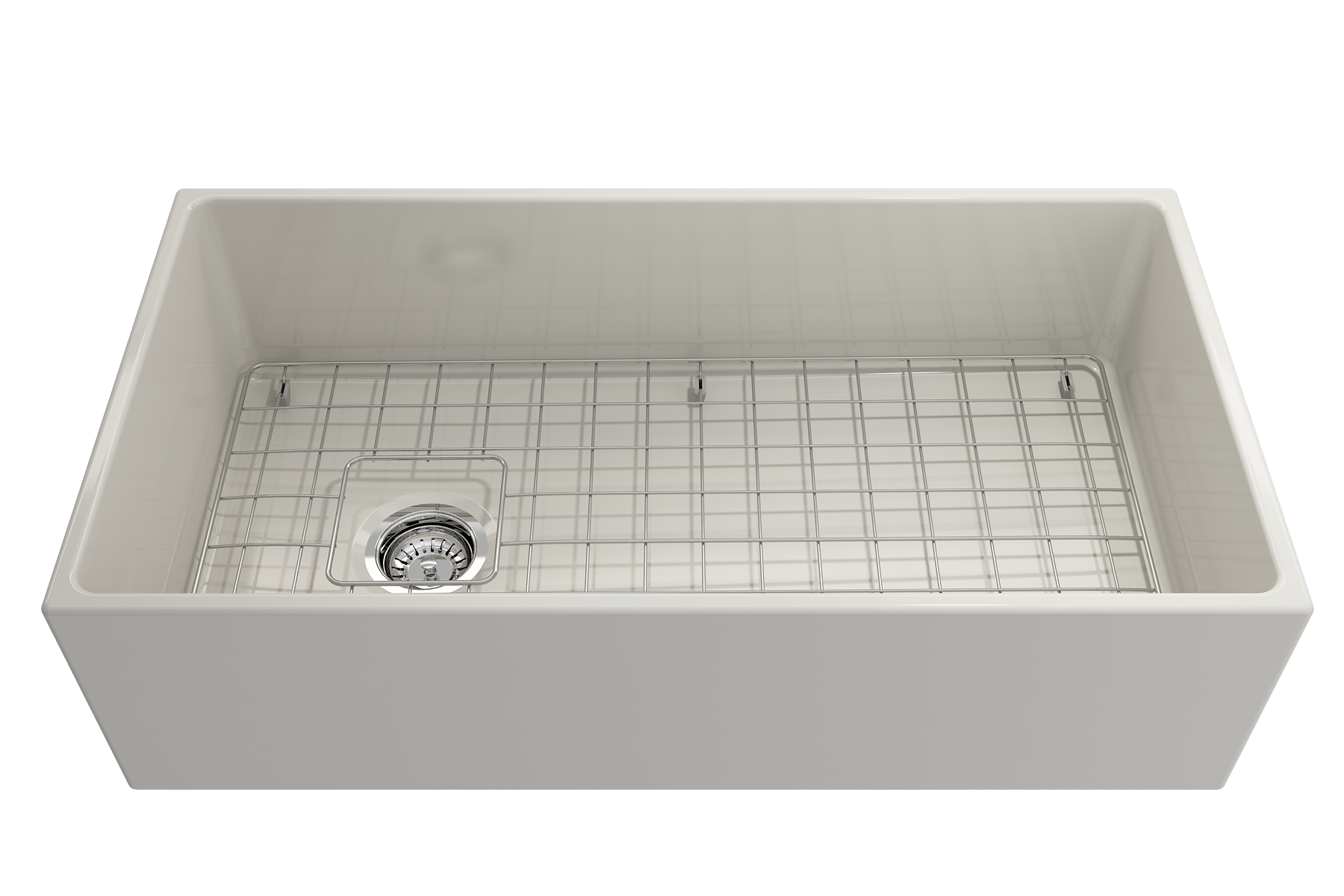 BOCCHI Contempo 36" Fireclay Farmhouse Apron Single Bowl Kitchen Sink, Biscuit, 1354-014-0120