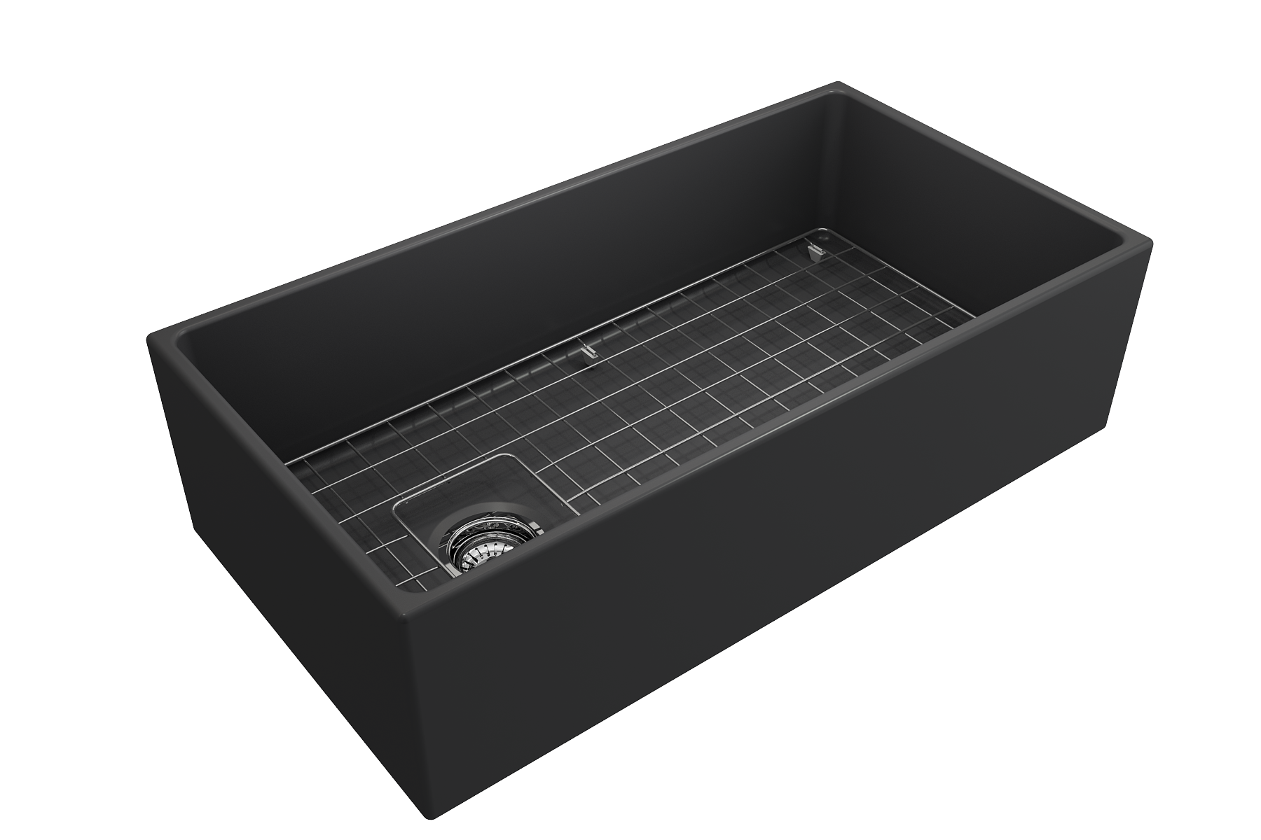 BOCCHI Contempo 36" Fireclay Farmhouse Apron Single Bowl Kitchen Sink, Matte Dark Gray, 1354-020-0120
